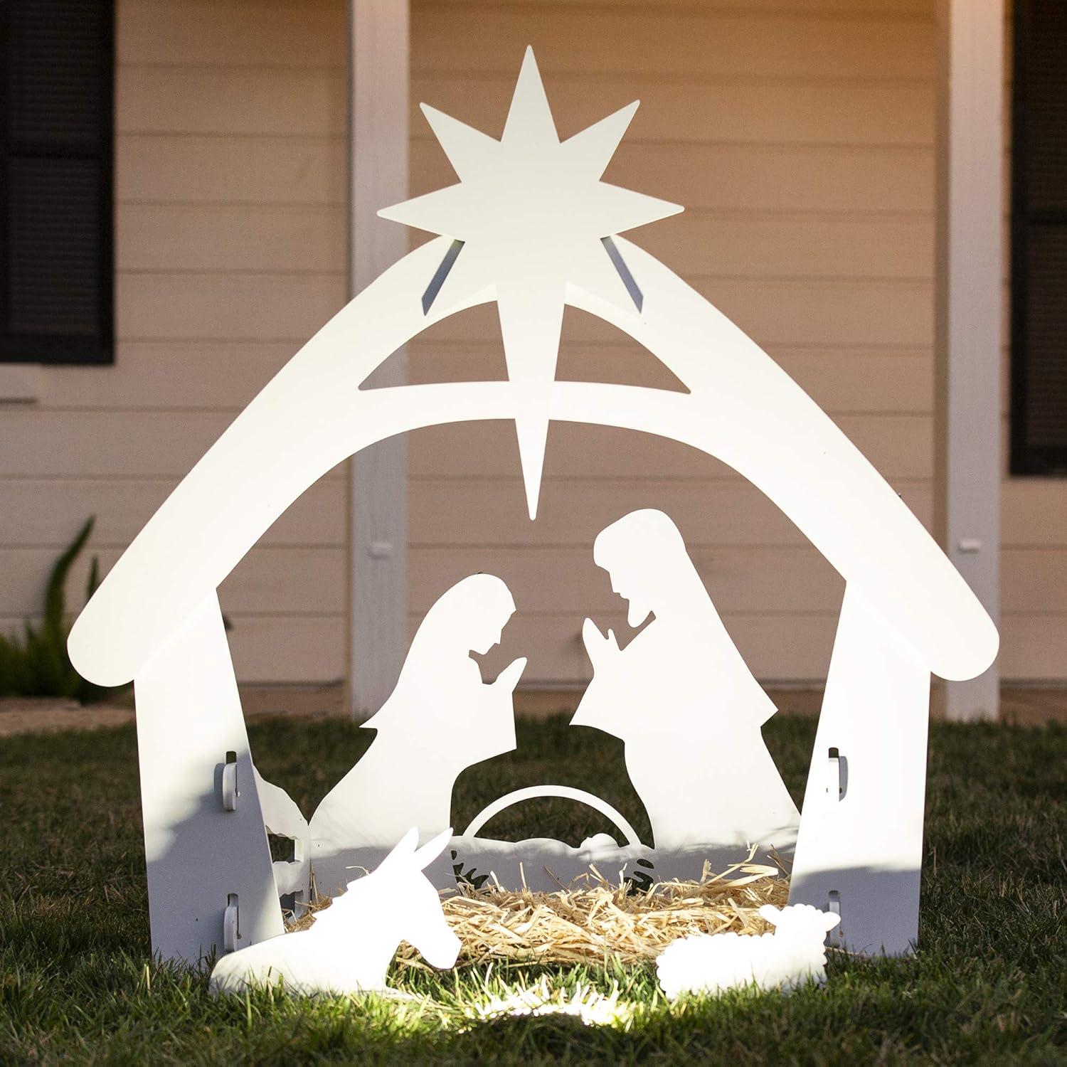 Best Choice Products 4ft Outdoor Nativity Scene, Weather-Resistant Decor, Christmas Family Yard Decoration, PVC