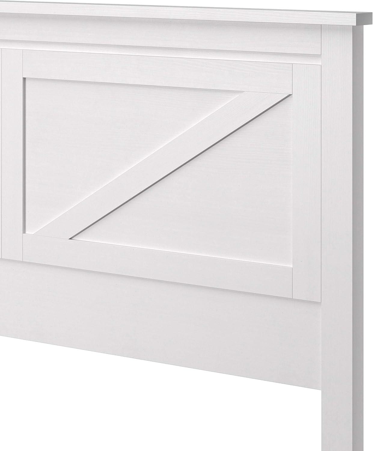 Farmhouse Style Wood Panel Headboard in Gloss White - Queen Size