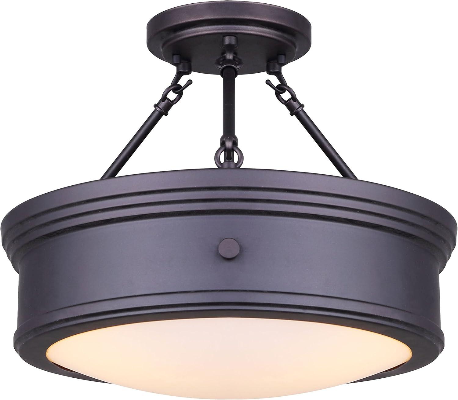 Jaxnfuro LTD ISF624A03ORB Boku ORB 3 Bulb Semi-Flush Mount Oil Rubbed Bronze with Flat Opal Glass, 3 Light