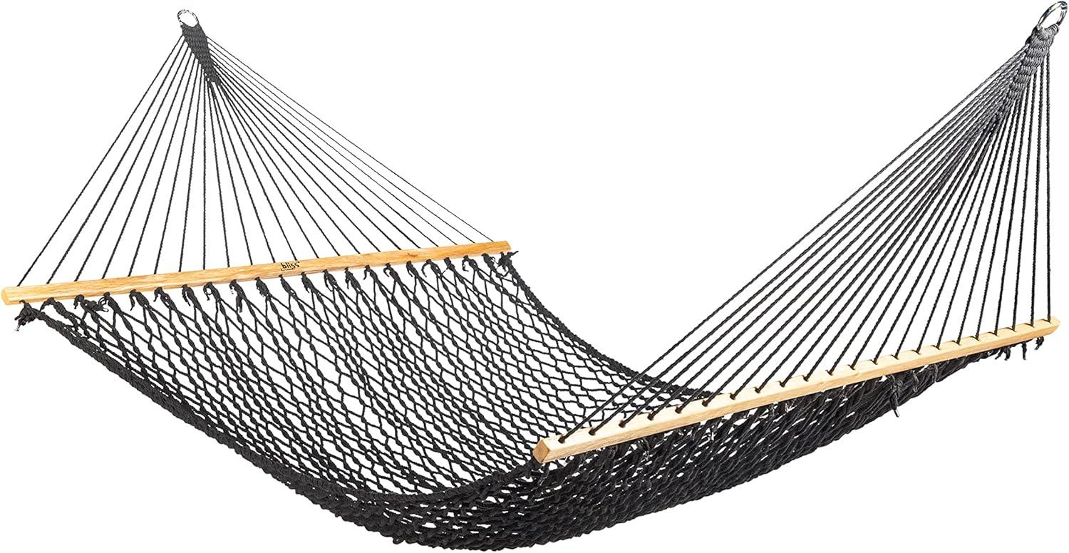 Bliss Hammocks Cotton Rope Hammock W/ Spreader Bar, 60-in. Wide, 450 lb. Capacity - Black