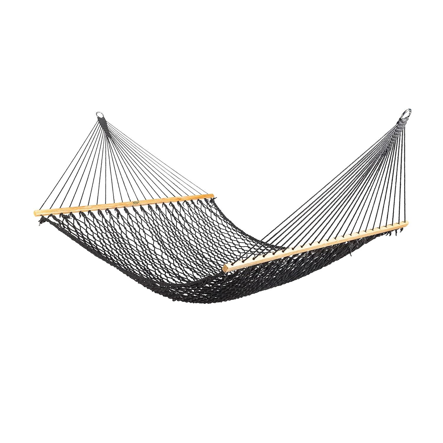 Bliss Hammocks Cotton Rope Hammock W/ Spreader Bar, 60-in. Wide, 450 lb. Capacity - Black