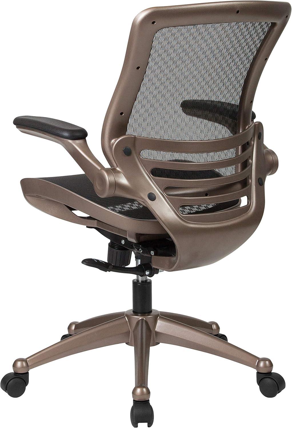 Flash Furniture Mid-Back Transparent Mesh Executive Swivel Office Chair with Flip-Up Arms