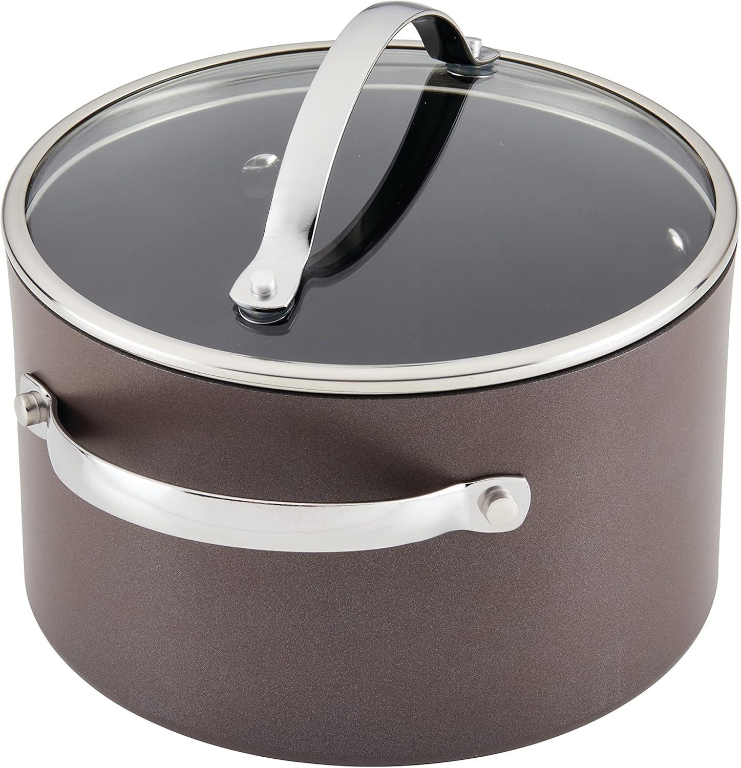 Ayesha Curry Ayesha Curry Professional Hard Anodized Collection Nonstick Stockpot Saucepot with Lid, Charcoal