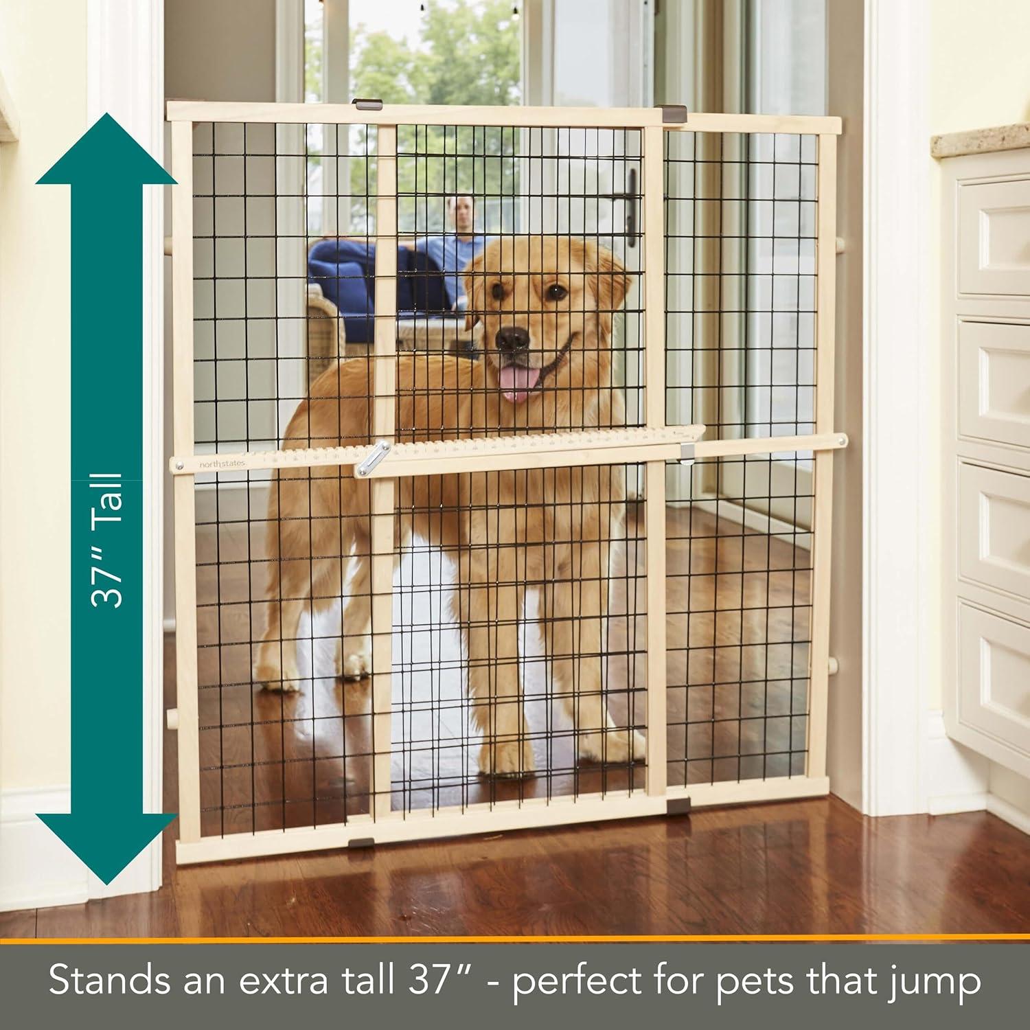 Extra Tall Retractable Wood and Metal Pet Gate