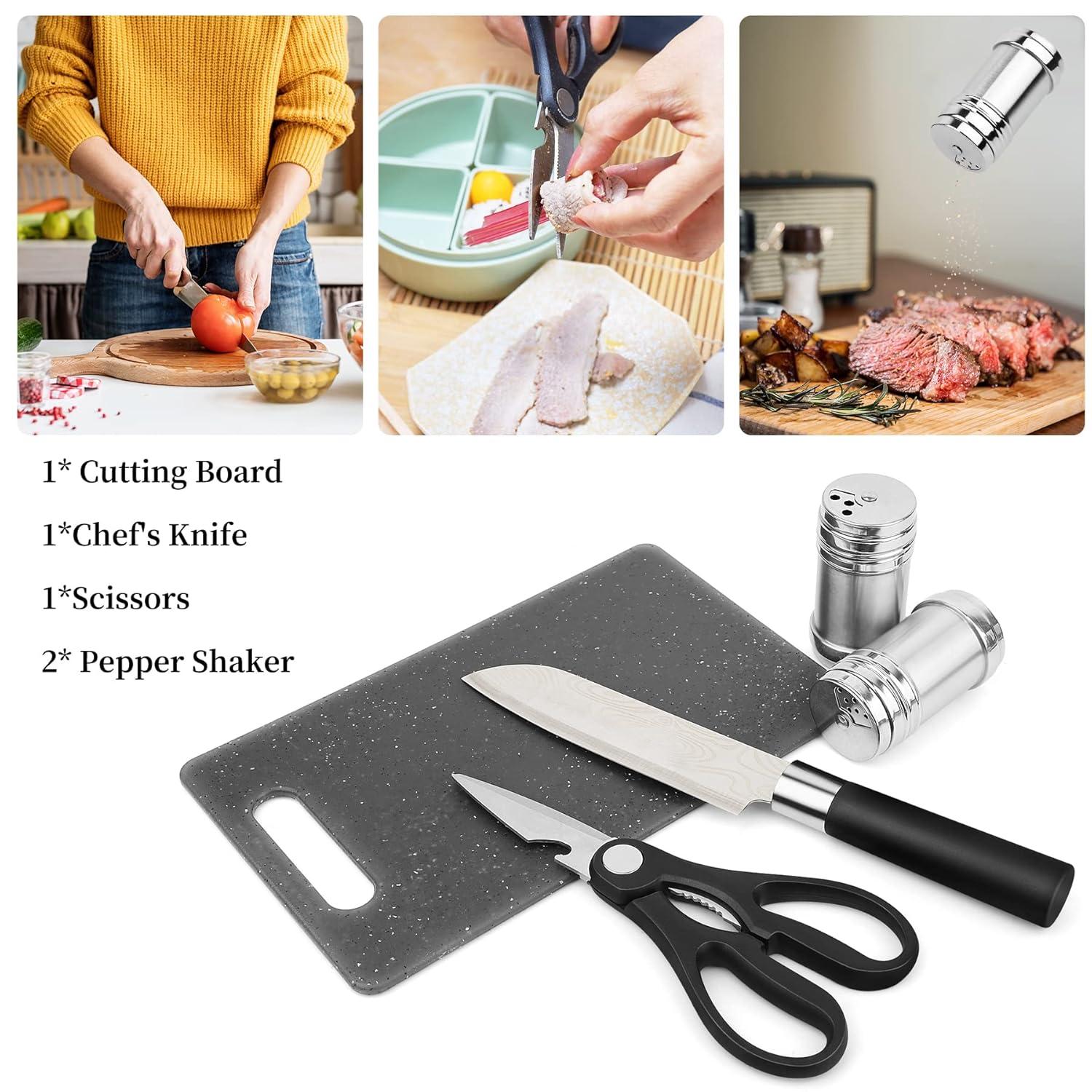 Camping Cooking Utensils Set, Stainless Steel Grill Tools, Camping BBQ Cookware Gear and Equipment for Travel Tenting RV Van Picnic Portable Kitchen Essentials Accessories