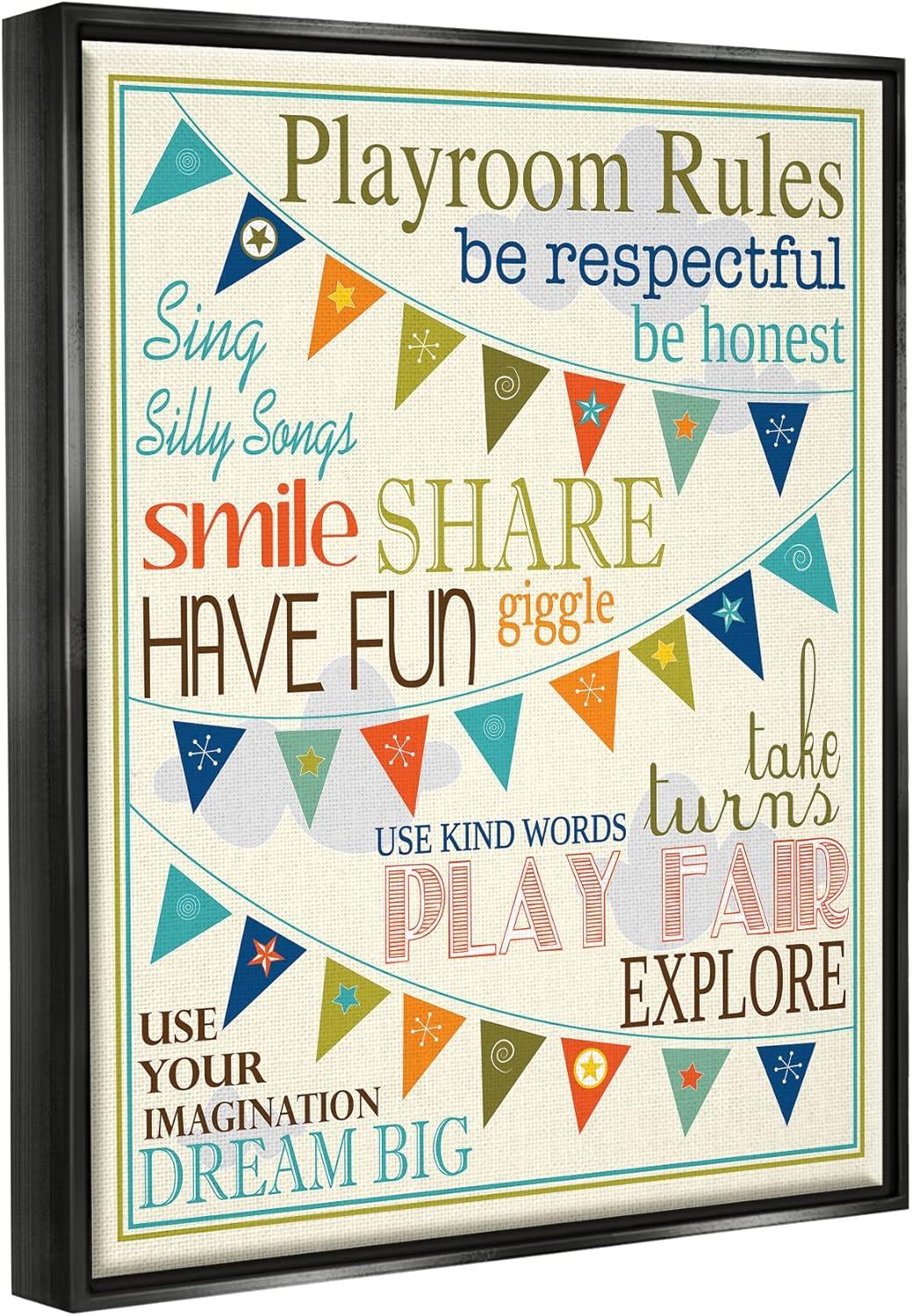 Stupell Industries " Playroom Rules With Pennants " by Finny And Zook Painting Print