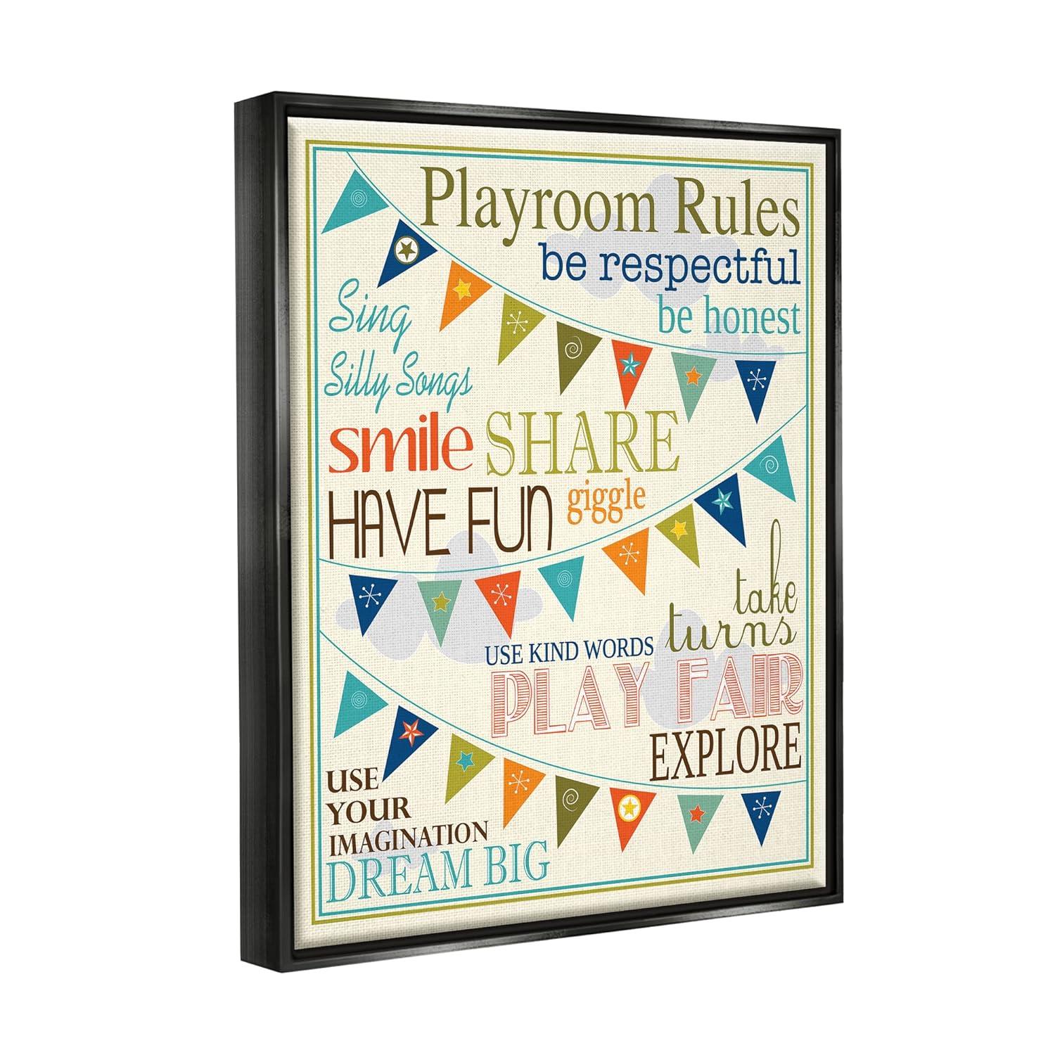 Stupell Industries " Playroom Rules With Pennants " by Finny And Zook Painting Print