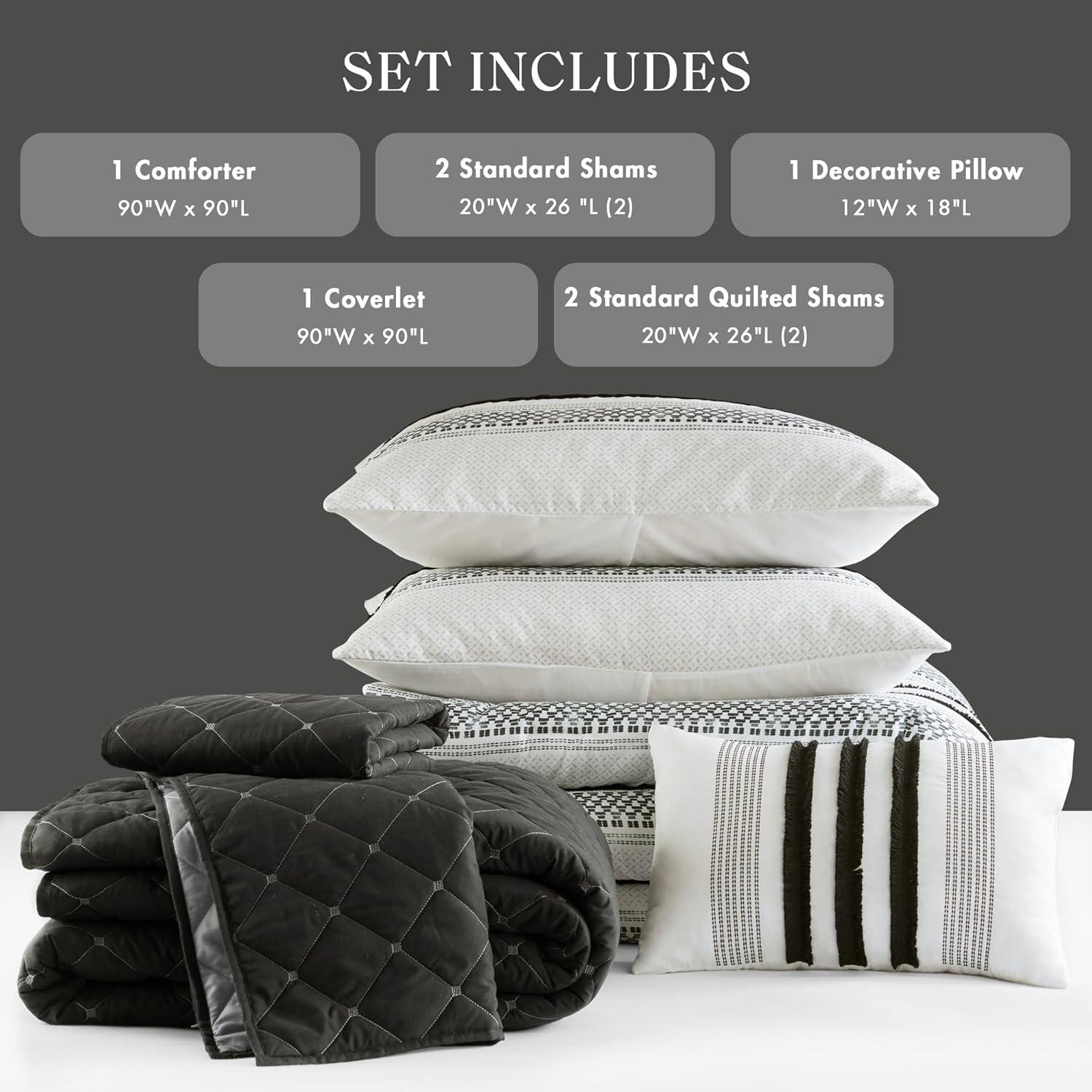 Madison Park Carolina 7 Piece Stripe Comforter And Quilt Set