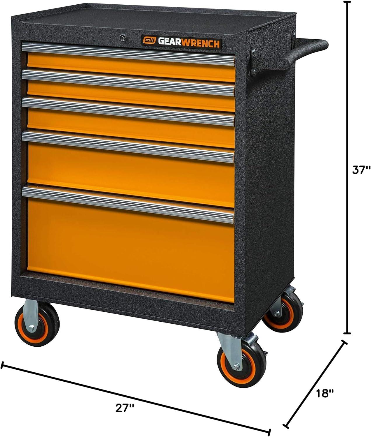 26" GSX Series 5-Drawer Steel Rolling Tool Cabinet with Aluminum Handles