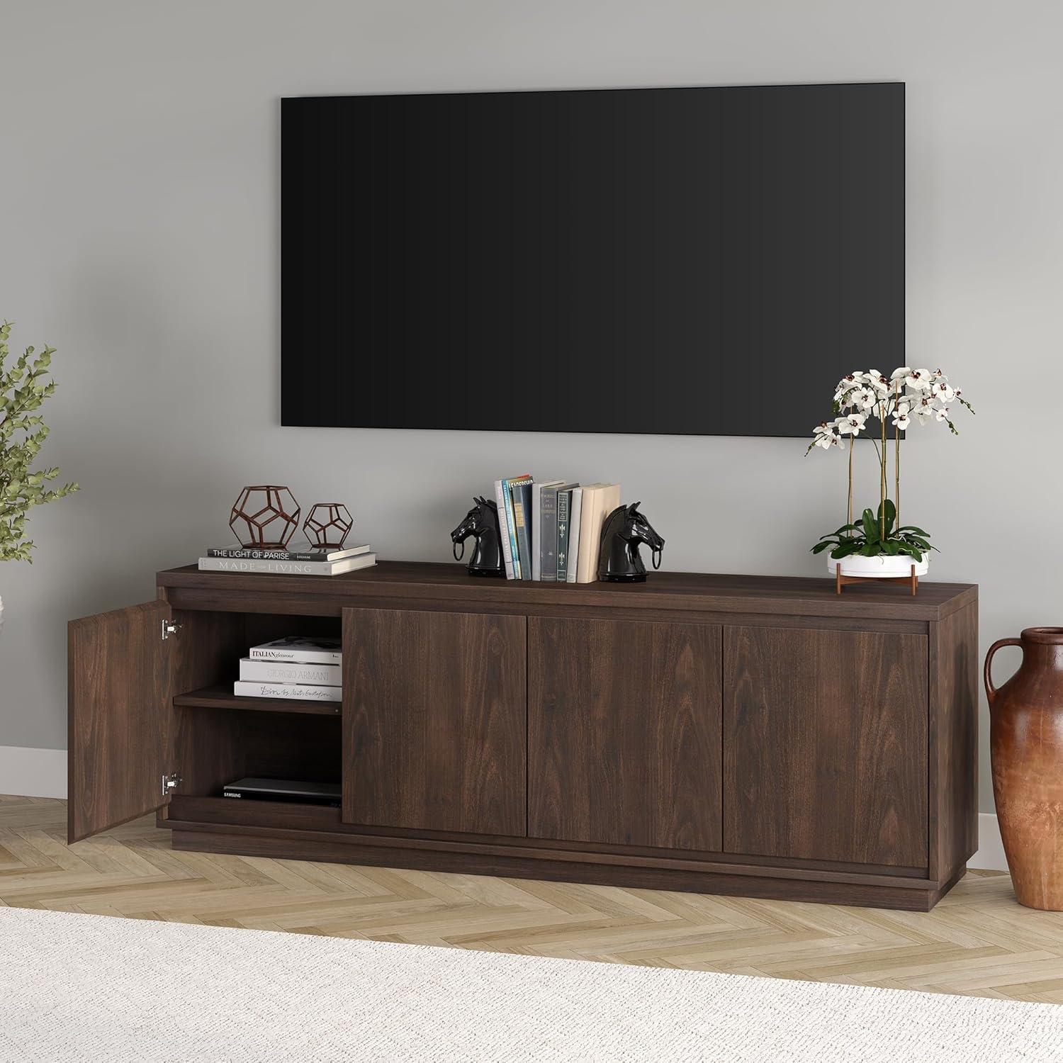 Presque 68" Alder Brown Composite TV Stand with Cabinets