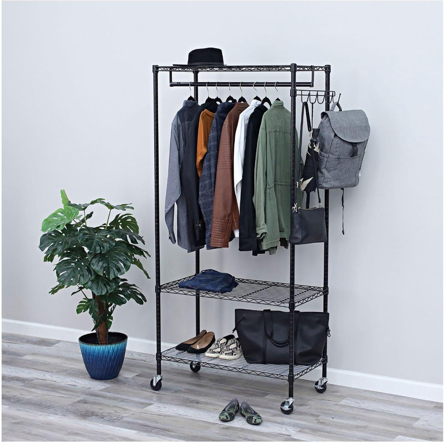 Wire Shelving Series Metal Rolling Clothing Rack