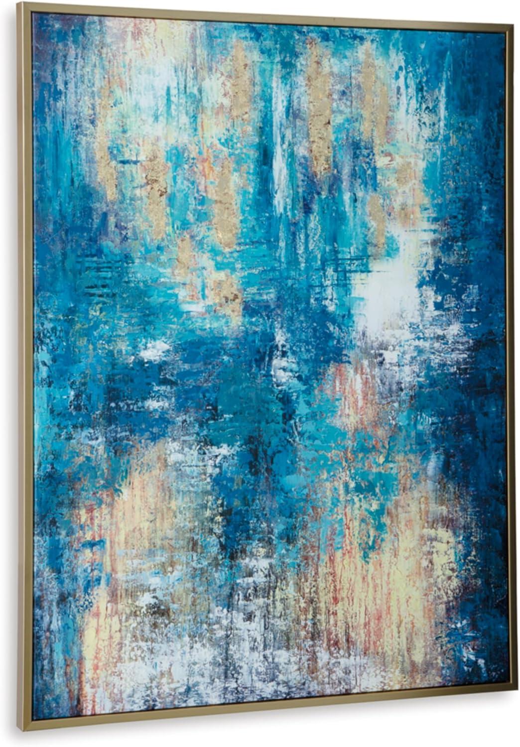 Scarlite 35" Abstract Canvas Wall Art with Gold Accents