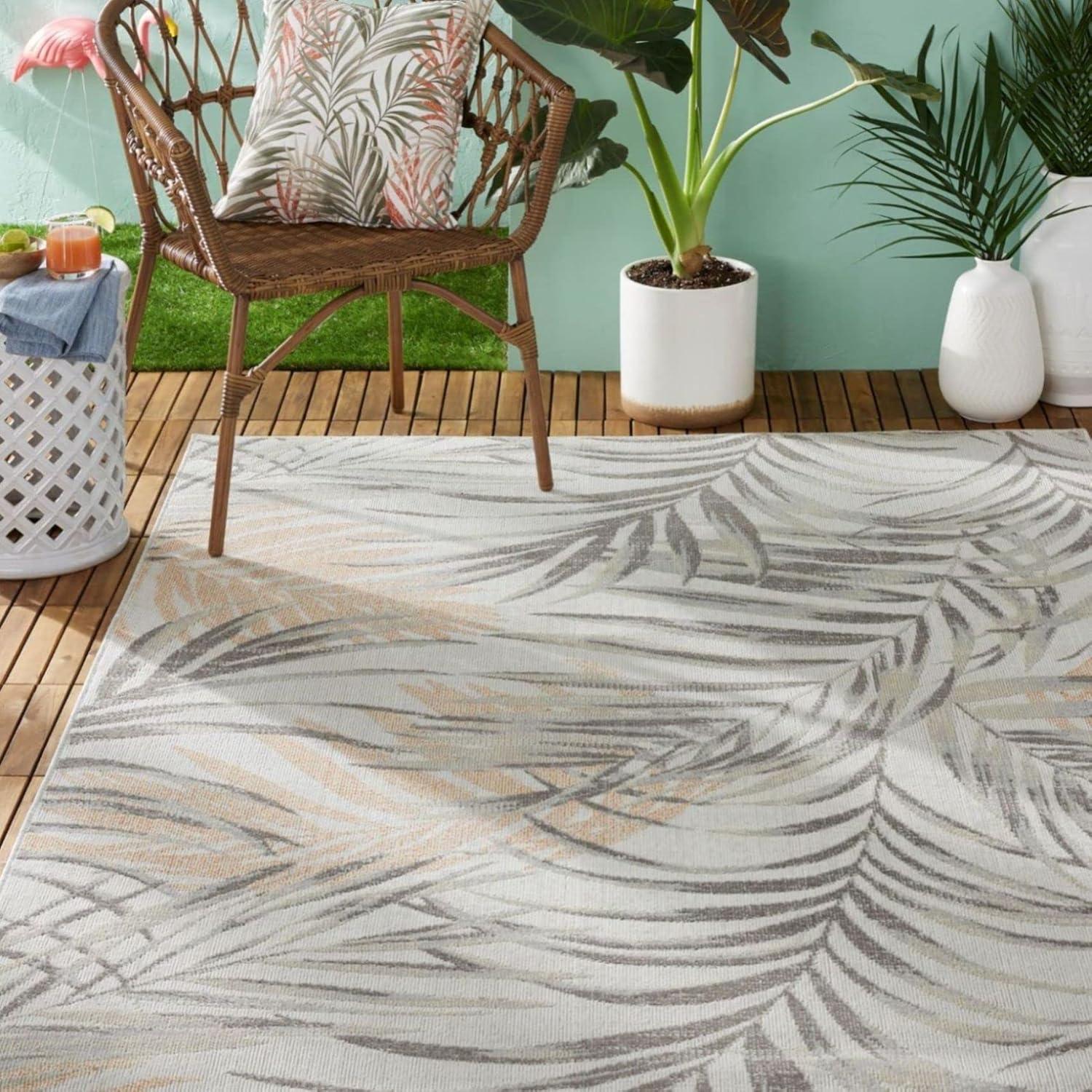 Tommy Bahama Malibu Palm Springs Coastal Indoor/Outdoor Area Rug, Ivory/Rust