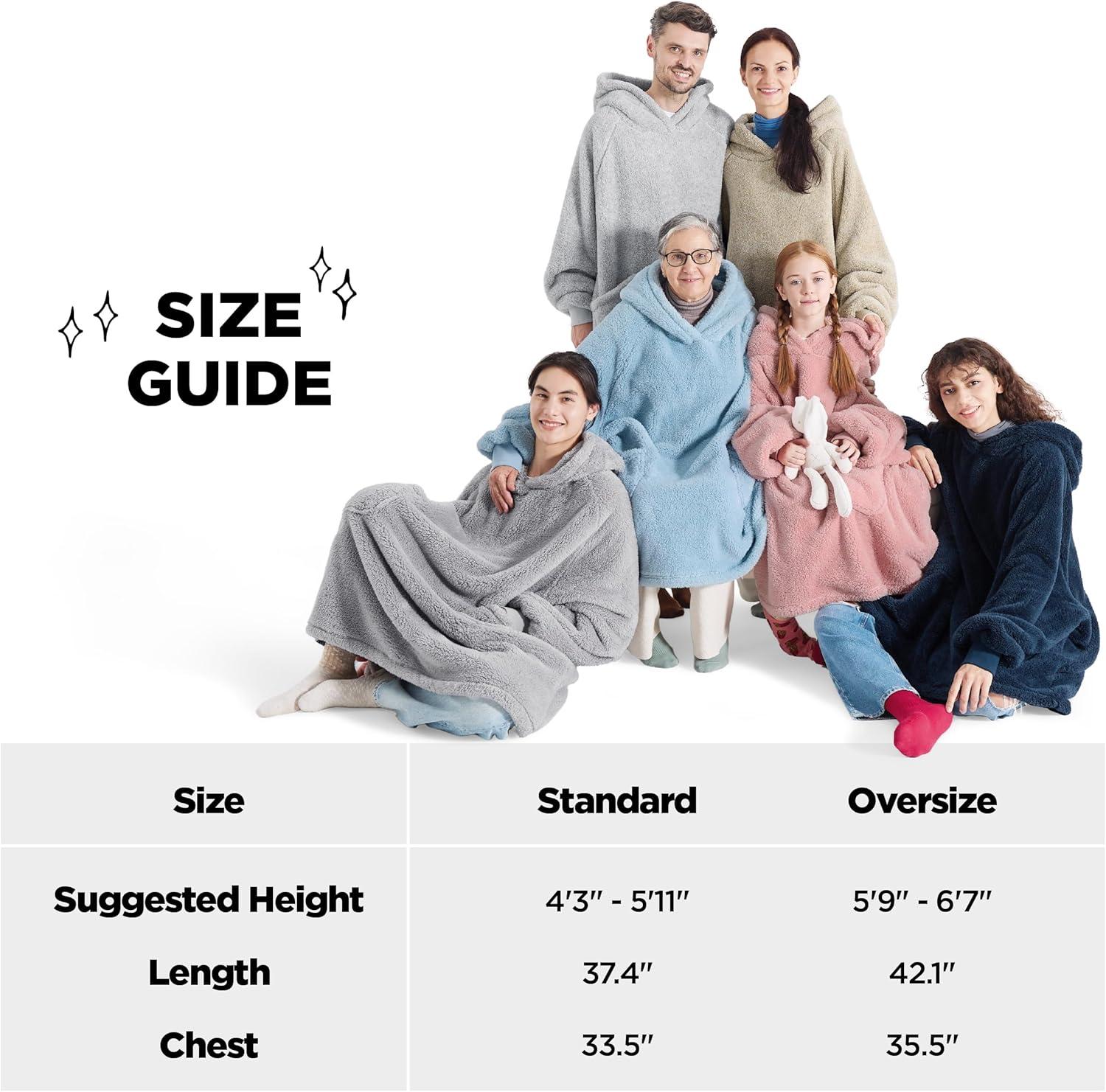 Bedsure Bedsure Wearable Blanket Hoodie Gifts For Women - Cozy Sherpa Hoodie Blanket For Adult Men, Warm Hooded Blanket Sweatshirt
