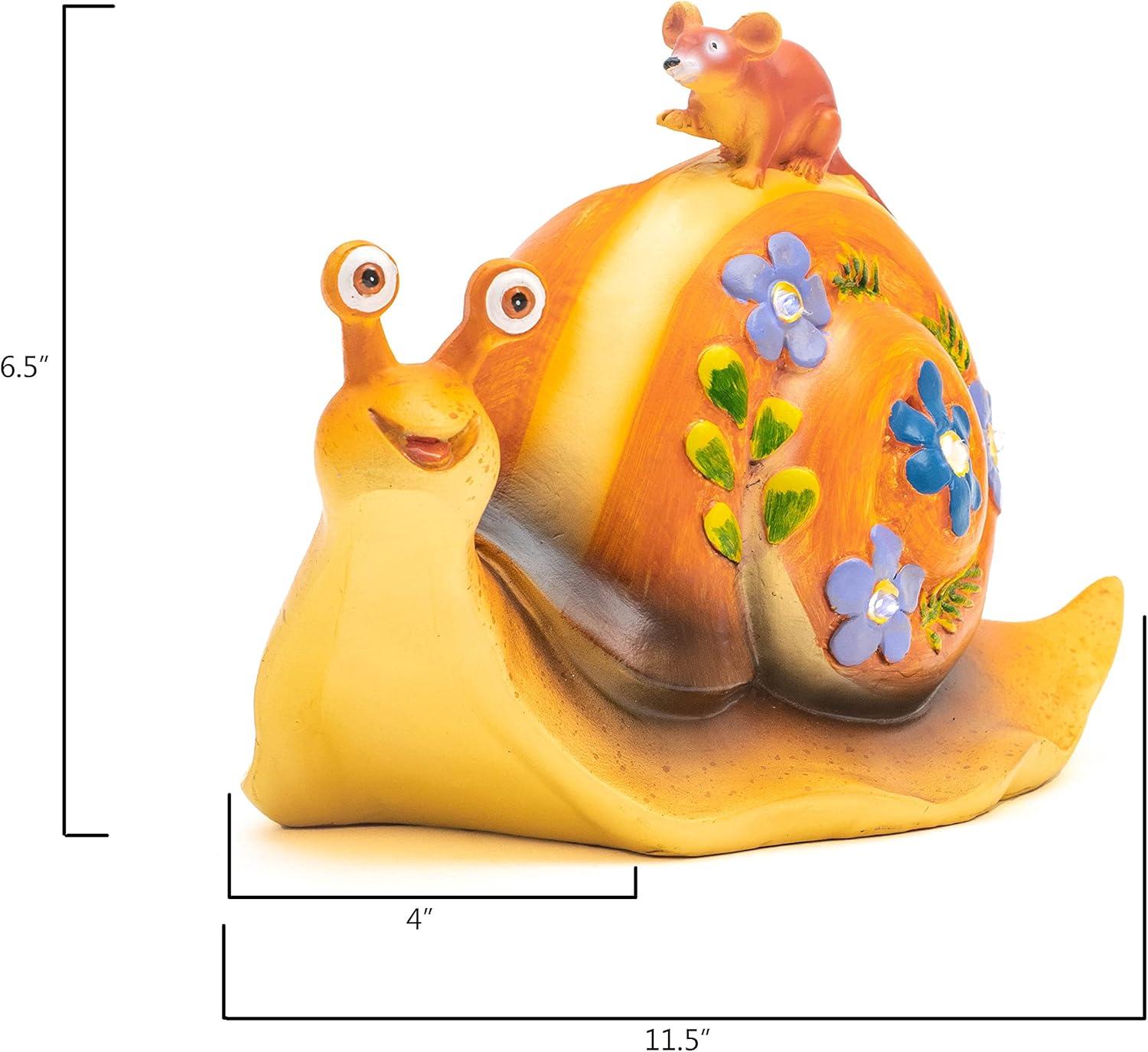 Whimsical Multicolor Ceramic Solar Snail Garden Light Statue