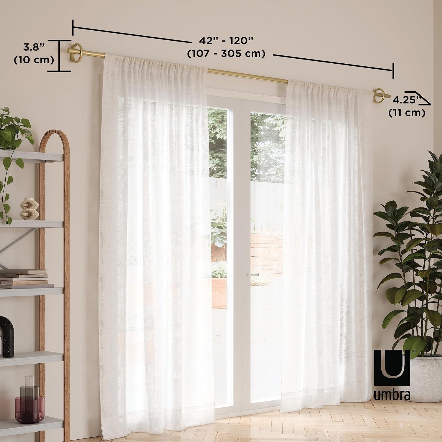 Gold Adjustable Modern Single Curtain Rod 42-120"