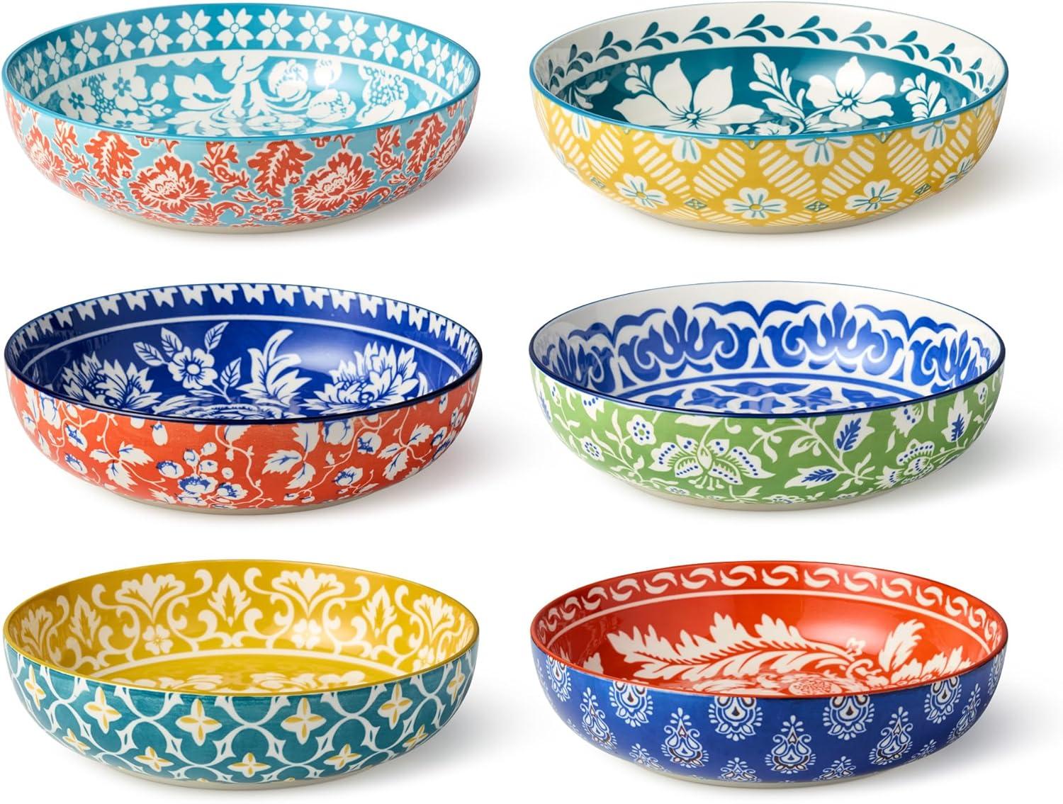 Certified International Panache Set of 6 Soup Pasta Bowl 6 asst 9.25in Diam x 2.25in 40oz (Set of 6)