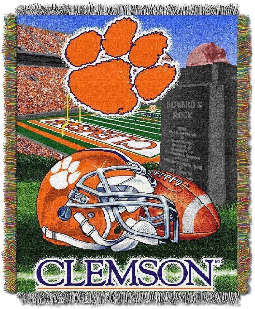 Clemson Tigers Orange and Green Woven Tapestry Throw Blanket