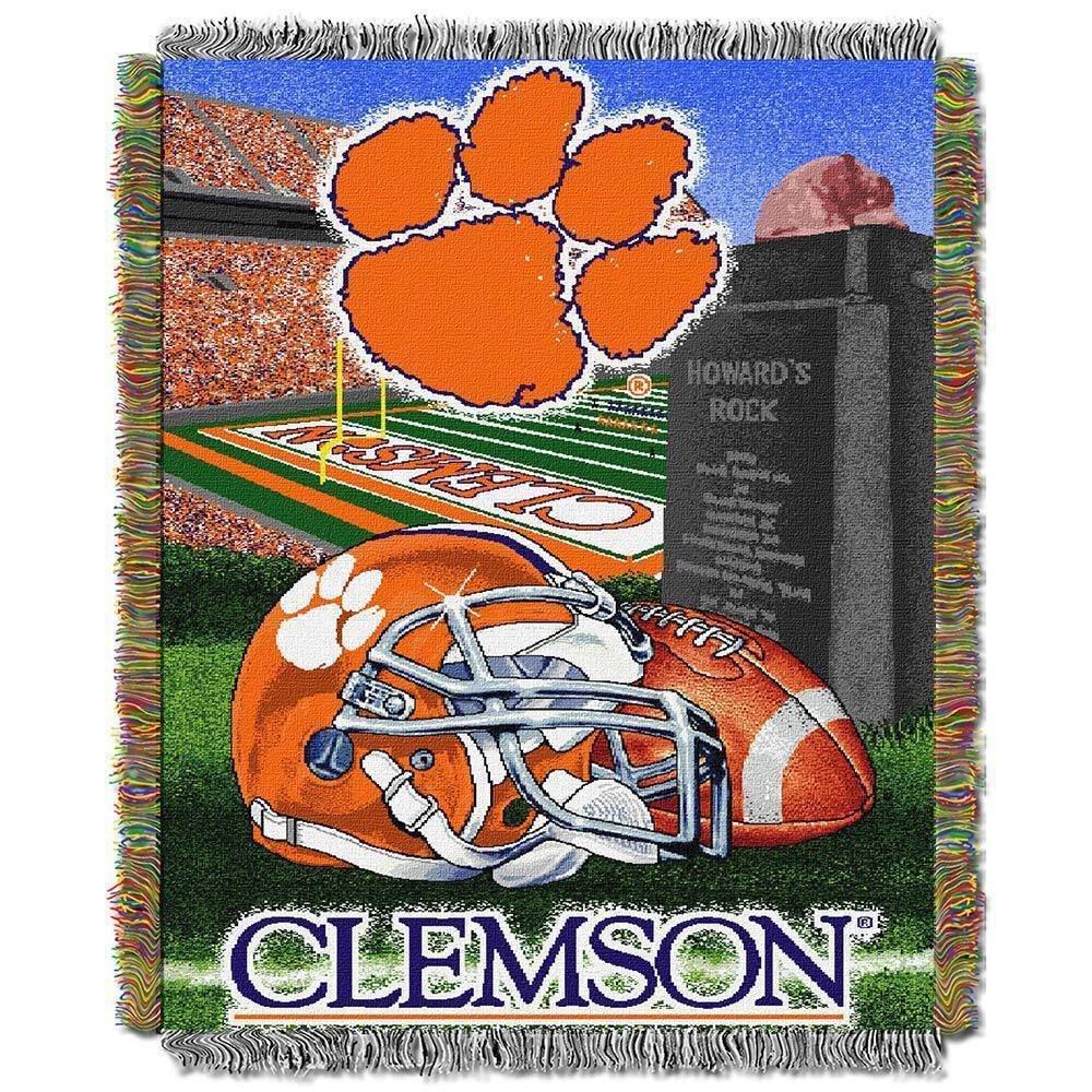 Clemson Tigers Orange and Green Woven Tapestry Throw Blanket
