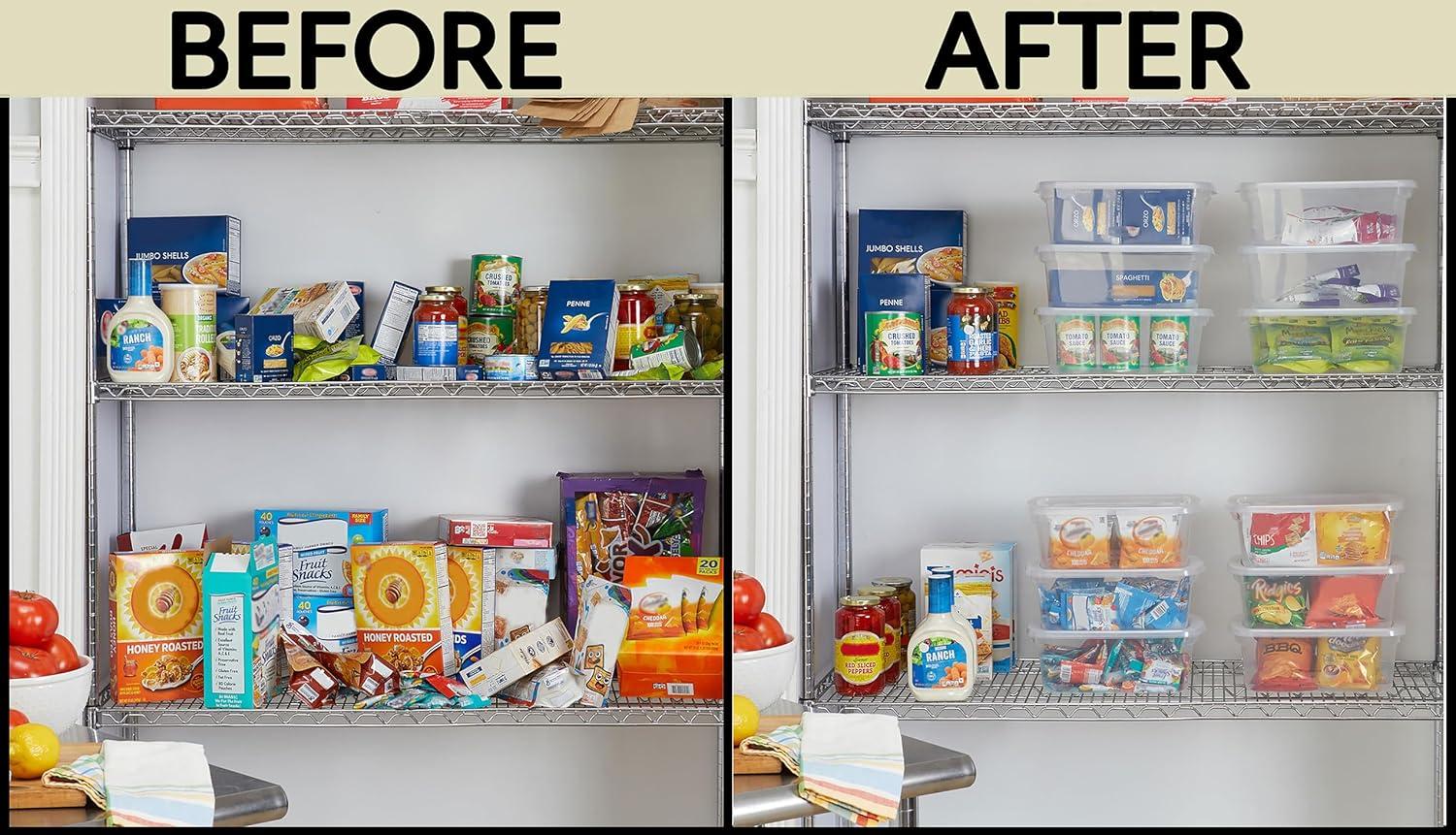 Killeryuki Cleverstore Clear 6 Qt, 12 Pack, Stackable Plastic Storage Containers with Durable Snapping Clear Lids, Visible Organization, Great for Closet, and Kitchen Storage, Organizing in the Home