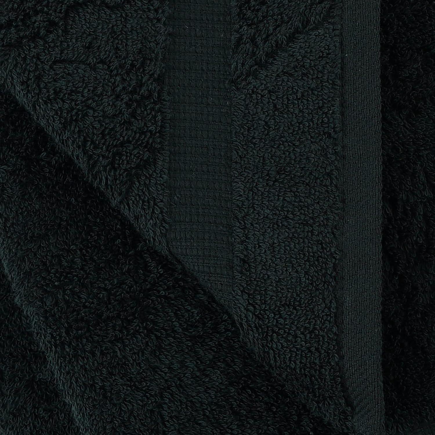 Luxury Hotel & Spa Ultra Soft Hand Towels 100% Turkish Cotton - Black - Set of 4