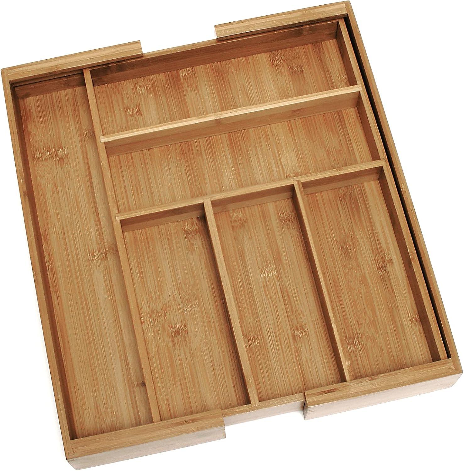 Adjustable Bamboo Expandable Drawer Organizer with Multiple Slots