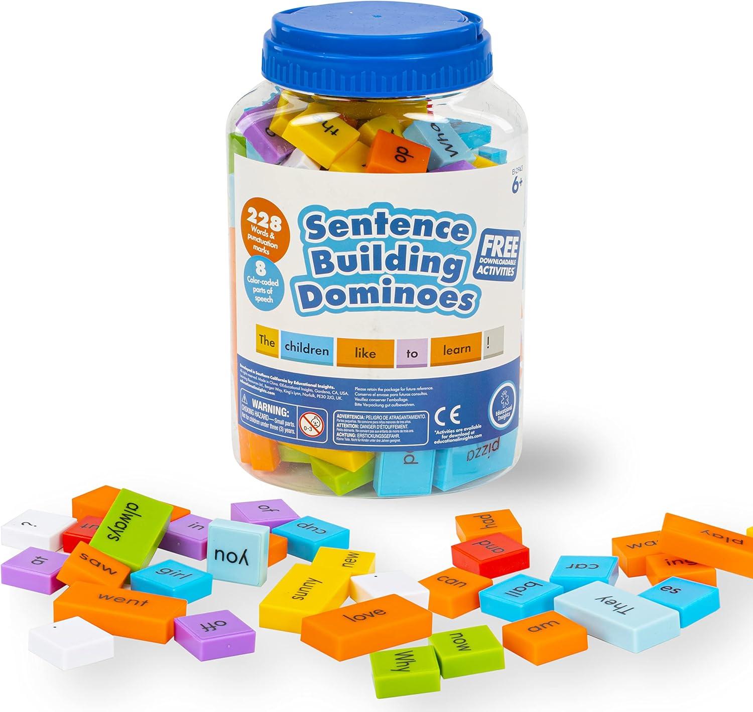 Colorful Sentence Building Dominoes Set for Kids, Ages 6+