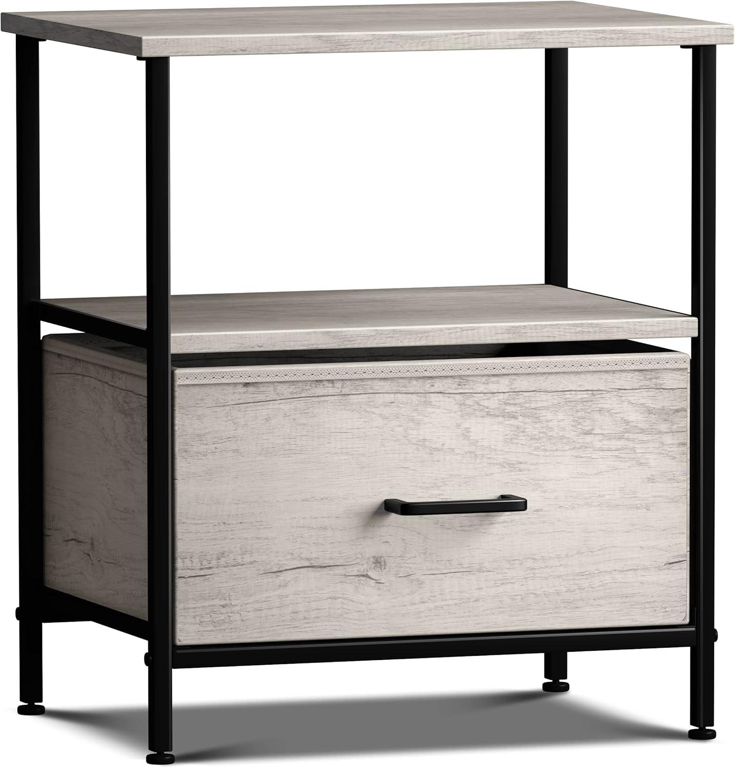Sorbus Sorbus 1 Drawer and Shelves Nightstand with Steel Frame, Wood Top & Fabric Bins