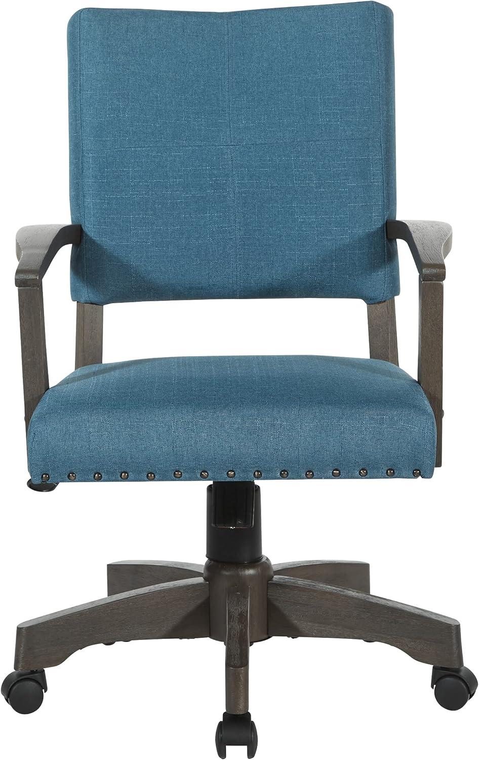 Santina Bankers Chair with Antique Gray Finish and Blue Fabric