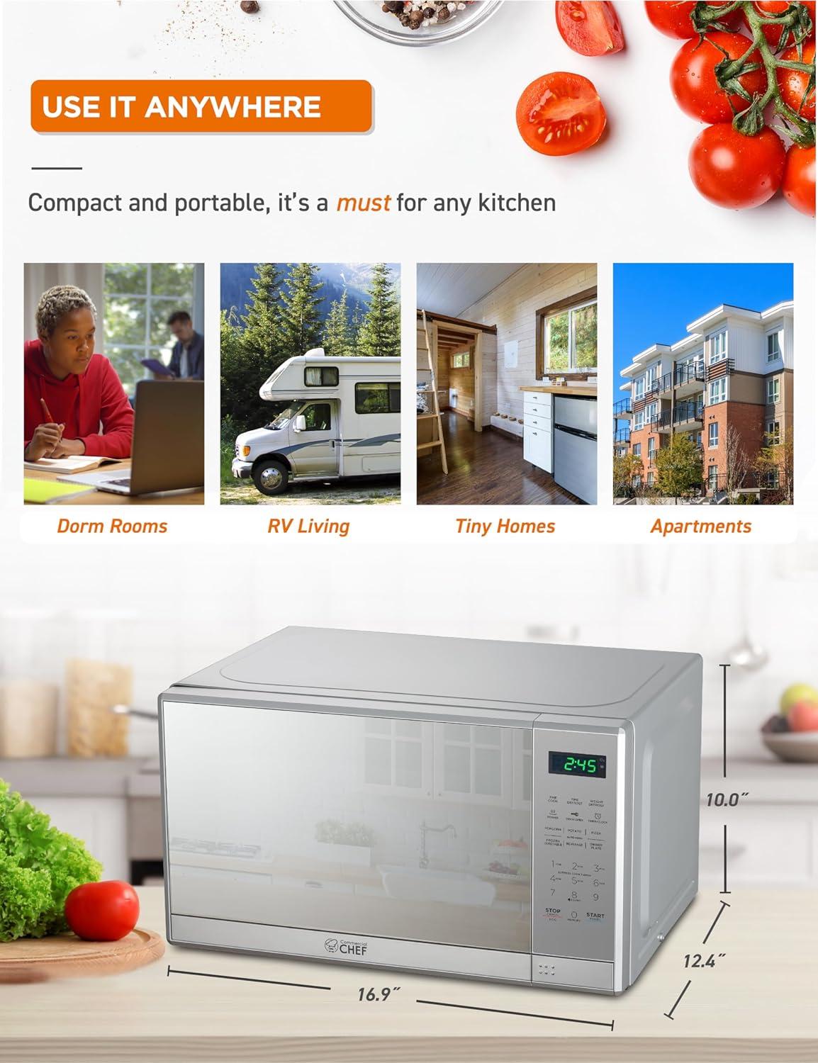 COMMERCIAL CHEF Countertop Microwave Oven 0.7 Cu. Ft. 700W, Stainless Steel