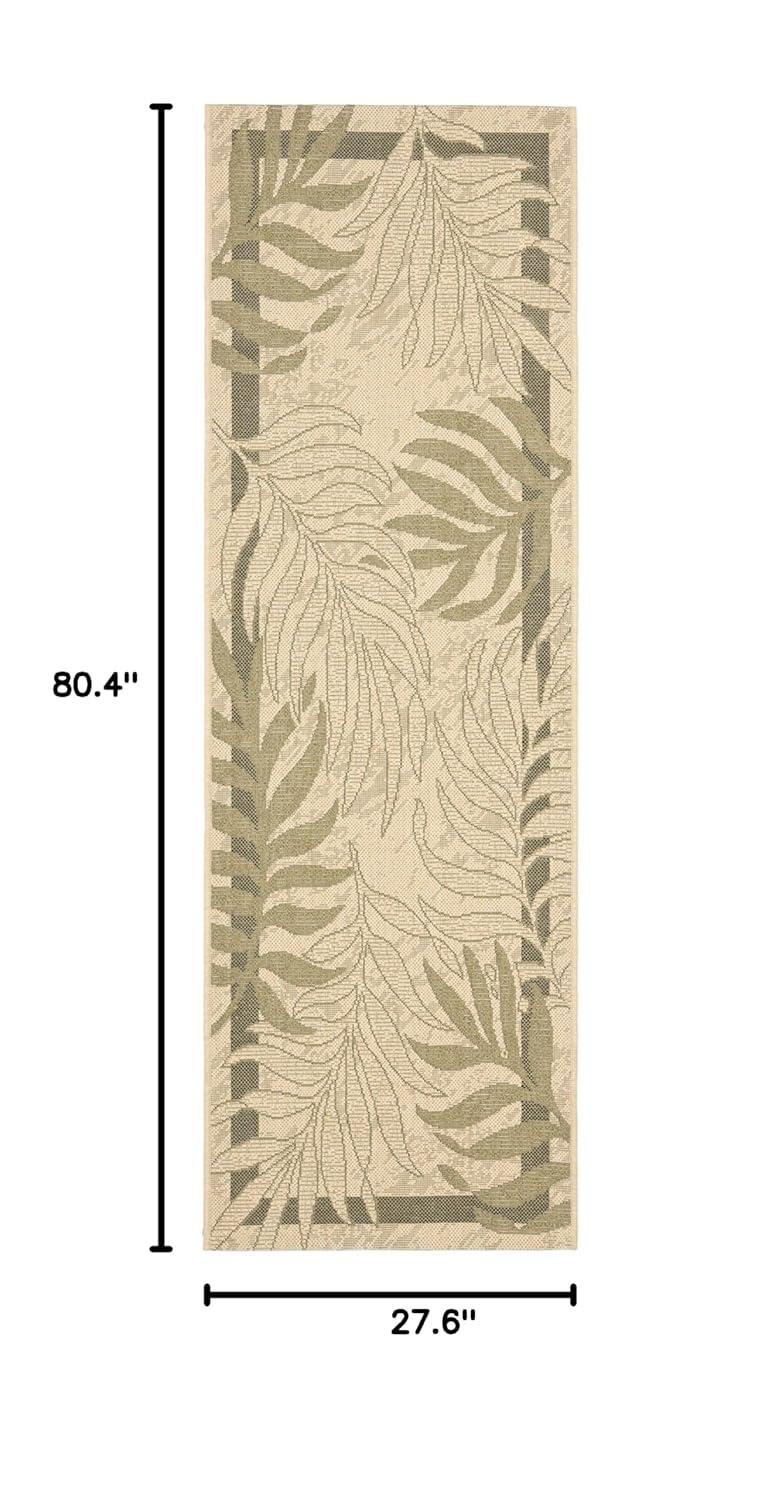 Courtyard CY7836 Power Loomed Indoor/Outdoor Runner Rug - Cream/Green - 2'3"x6'7" - Safavieh.