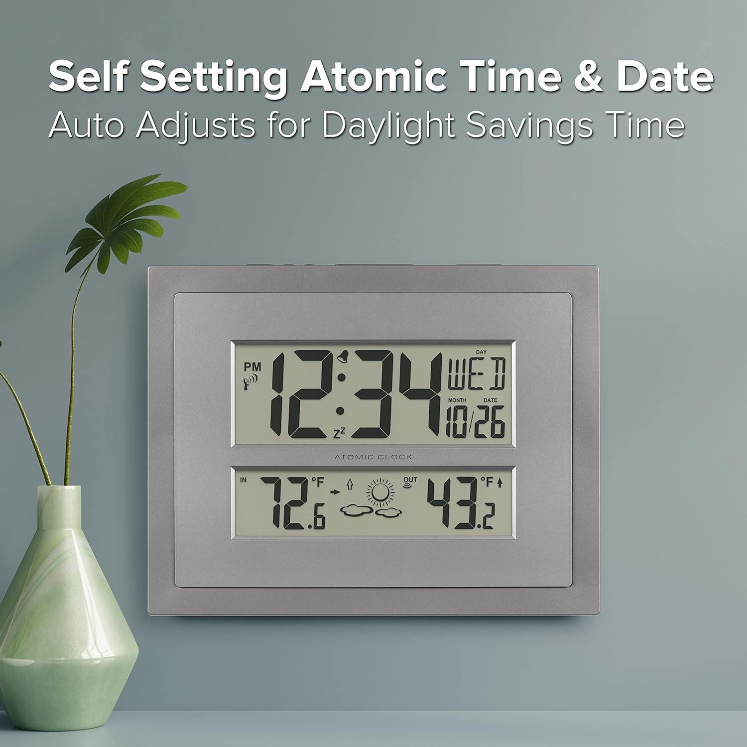 La Crosse Technology Atomic Digital Gray & Silver Contemporary Clock, 512-85937-Int