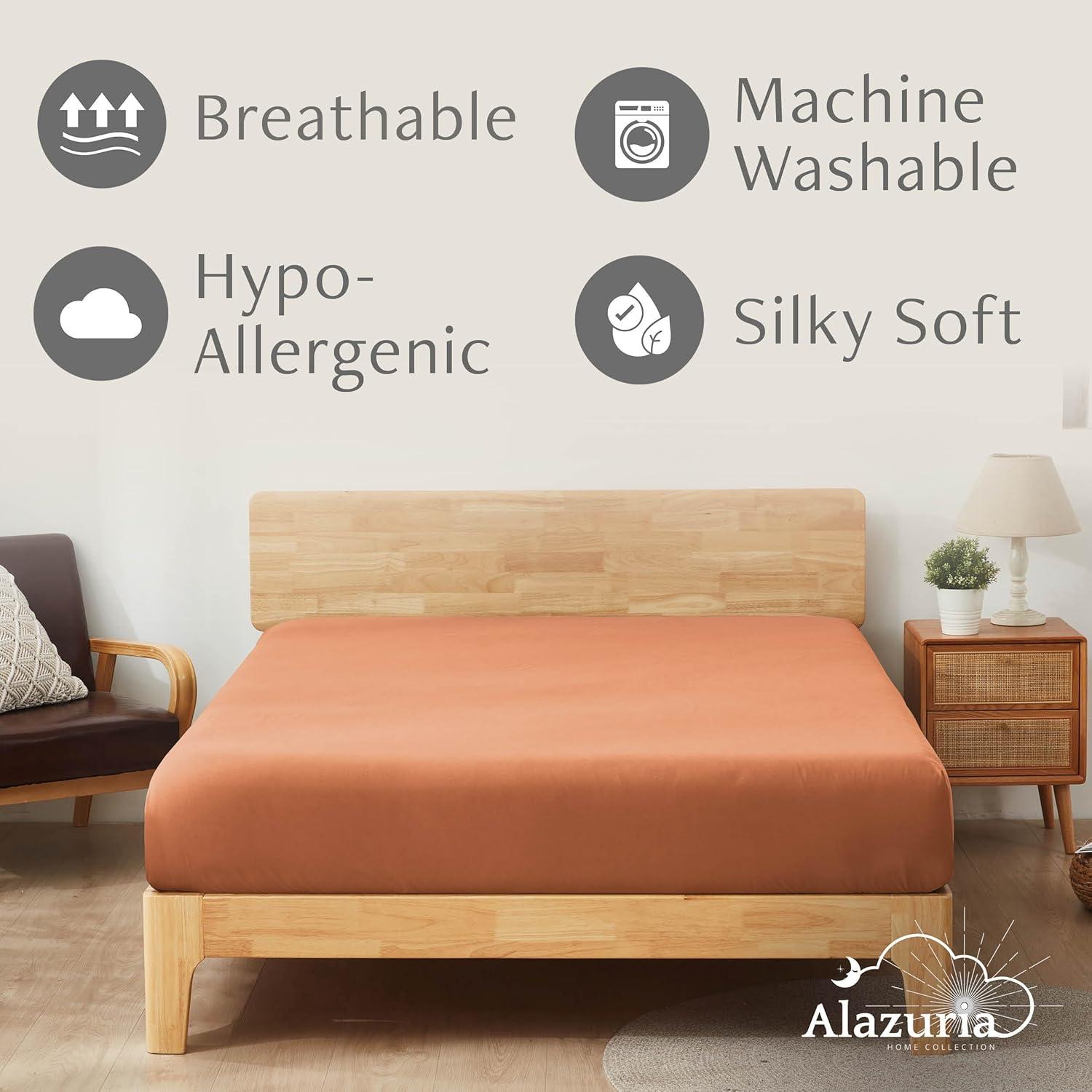 Terracotta Queen Size Cotton Microfiber Fitted Sheet