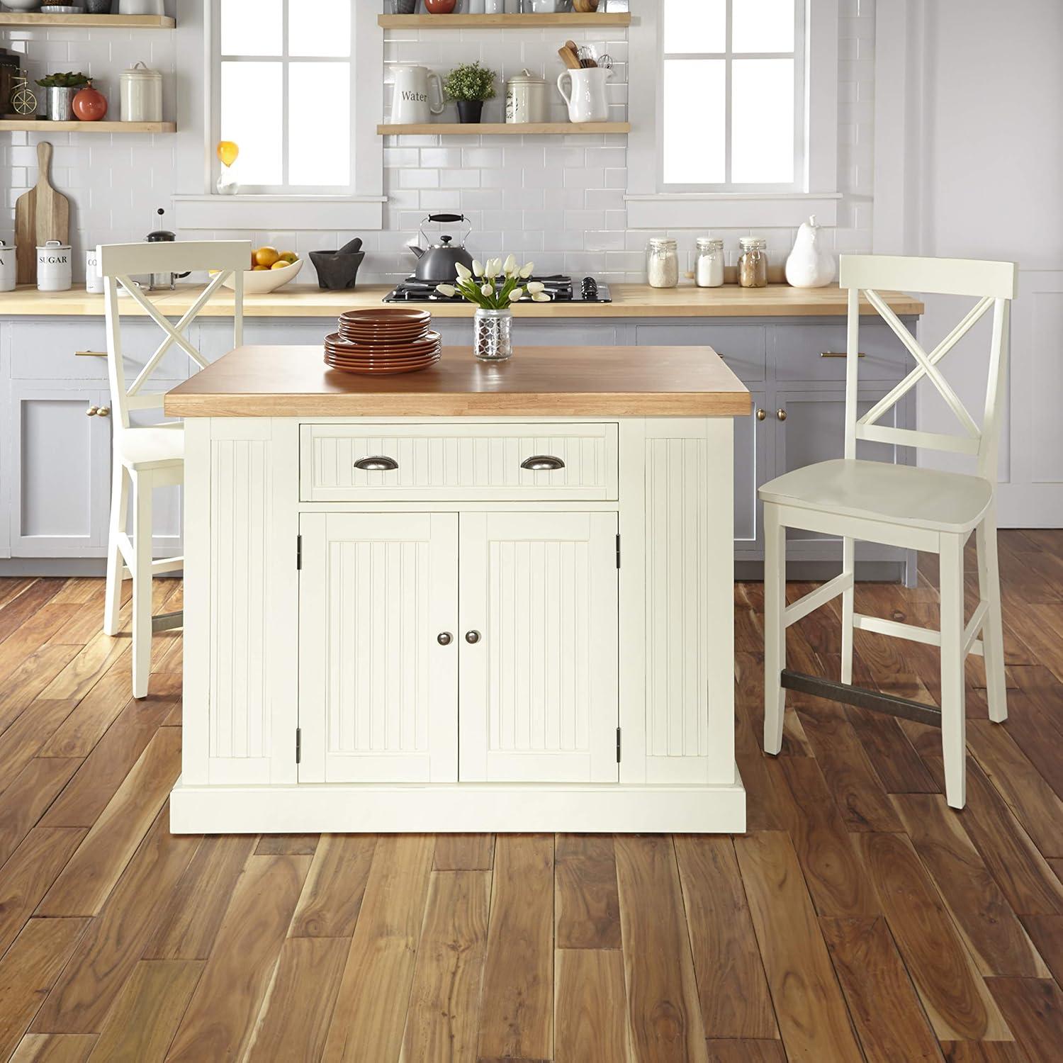 Homestyles Nantucket Wood Kitchen Island in Off White