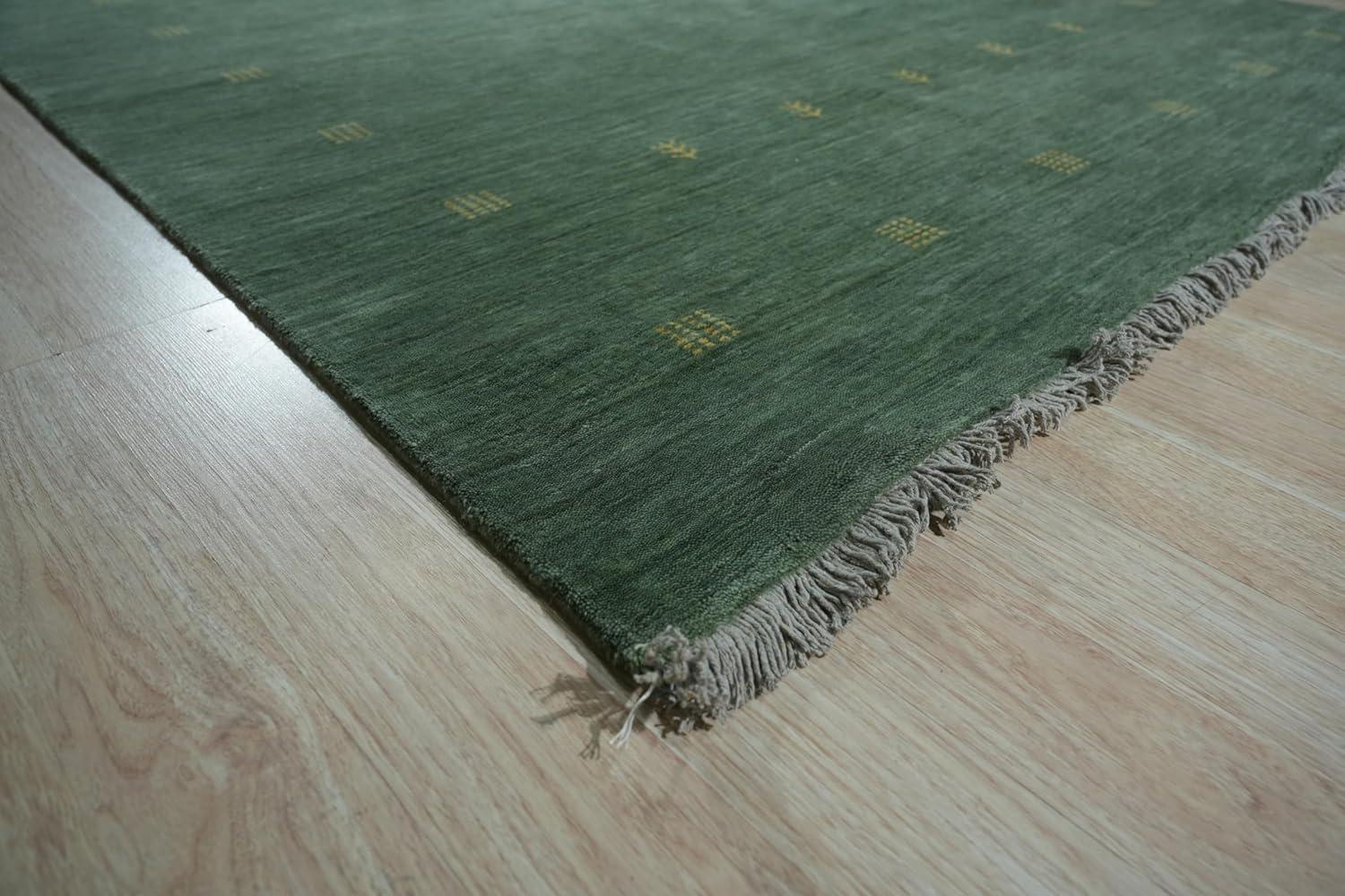 EORC Green Hand Knotted Wool Contemporary Lori Baft Rug, 9' x 12'