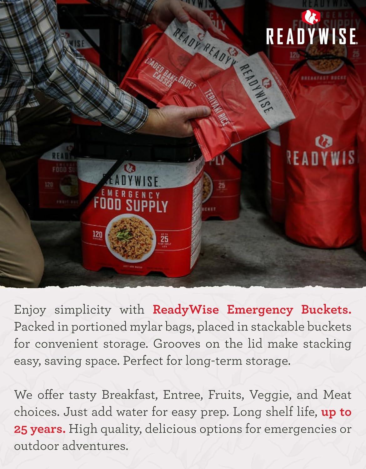 ReadyWise Freeze Dried Fruit & Vegetable Bulk Storage, 104 Servings, Long Term Food for Emergency Preparedness, 25-Year