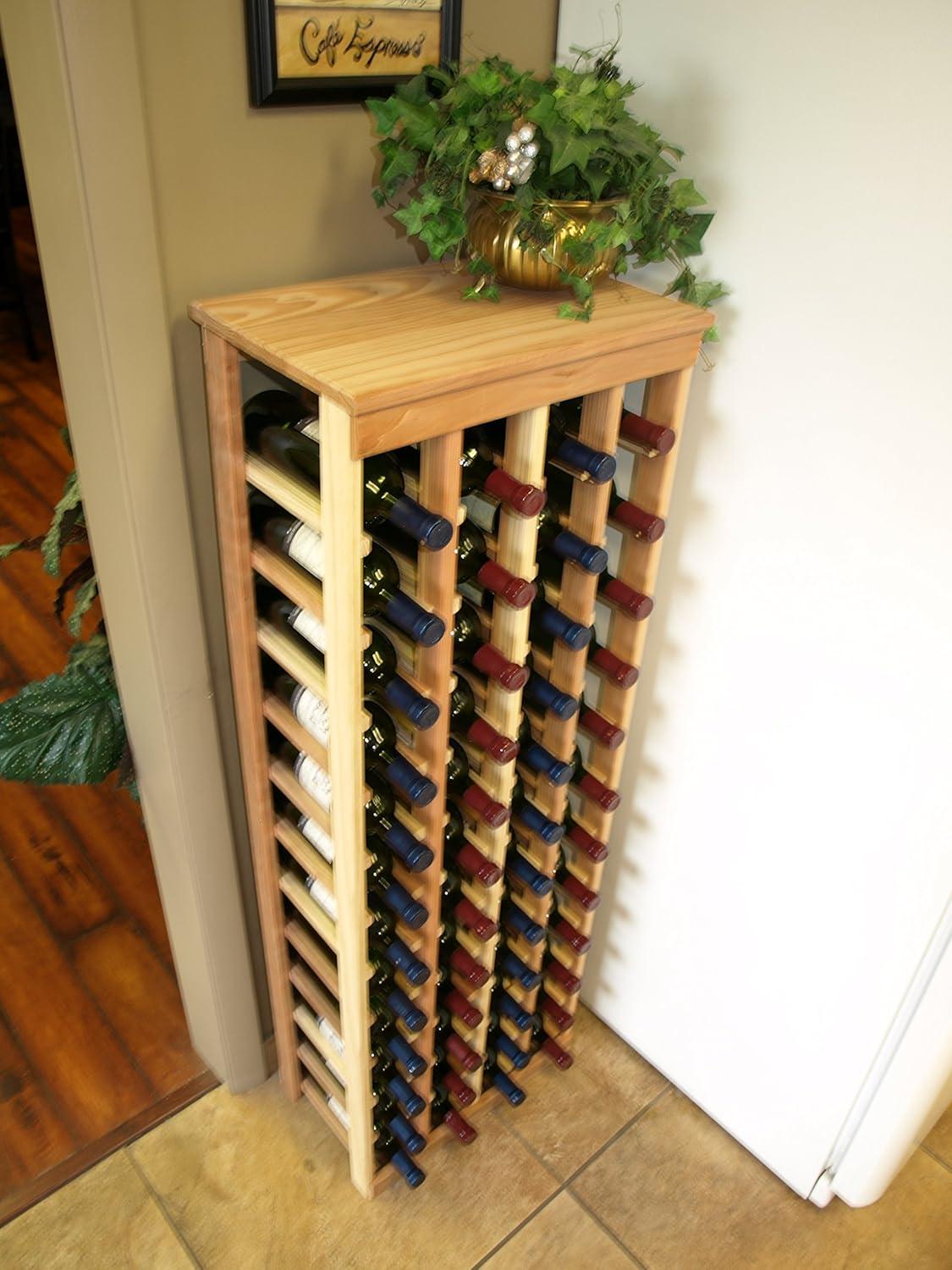 Natural Unstained Redwood 48-Bottle Table Top Wine Rack