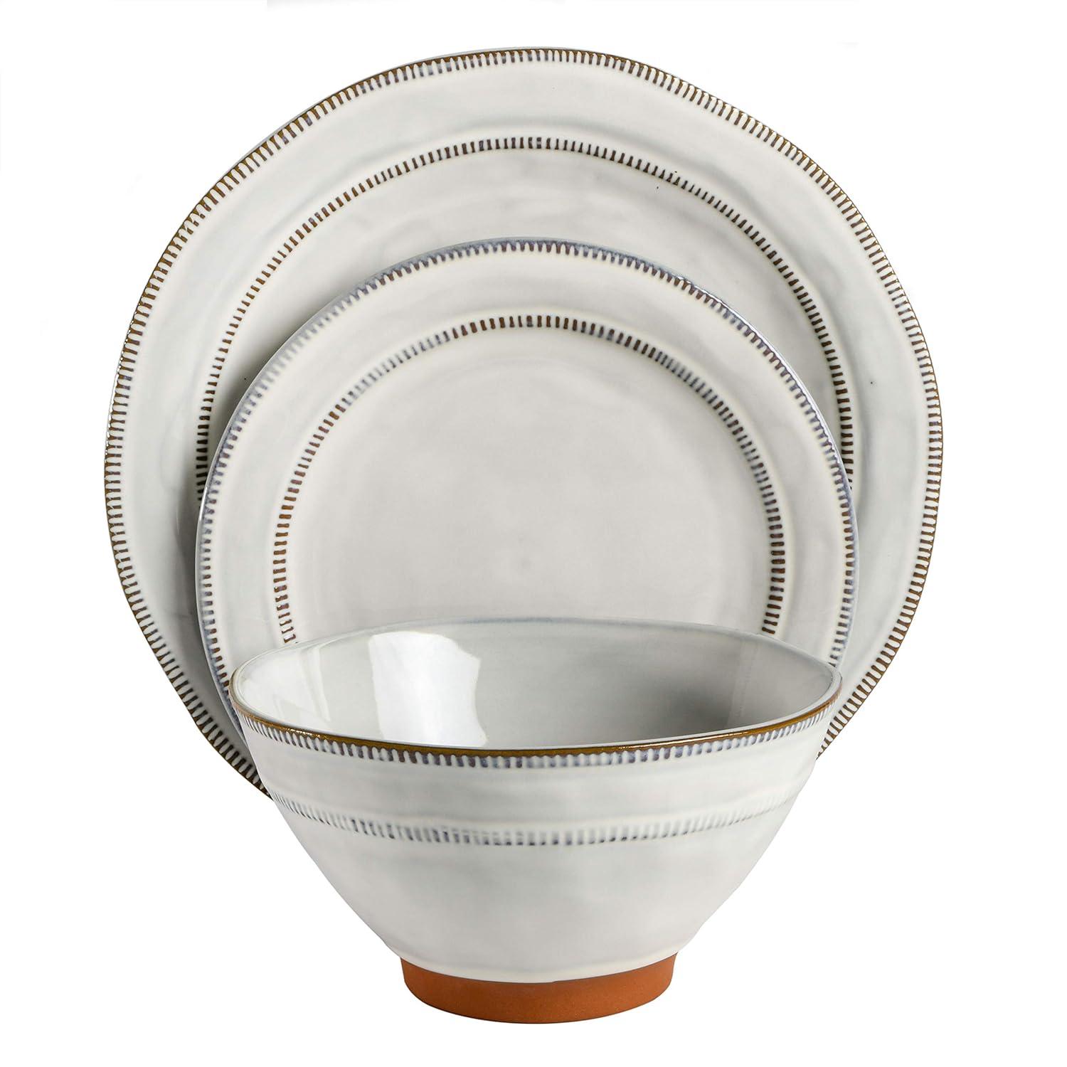 ECLANK 12 Piece Stoneware Dinnerware Set - Service for 4