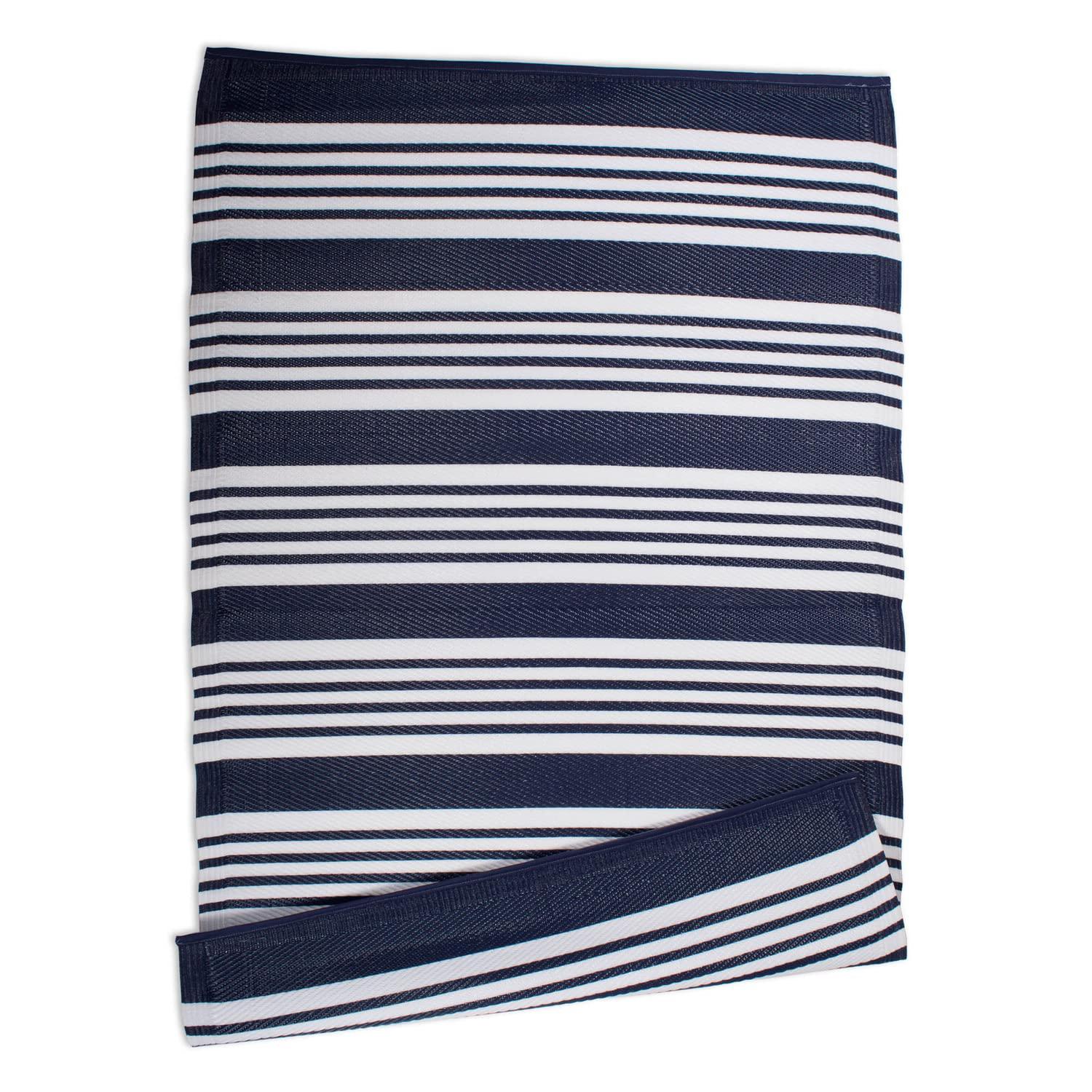 DII Outdoor Rug Collection Reversible Woven Polypropylene Mat, 4x6-Feet, Nautical Blue