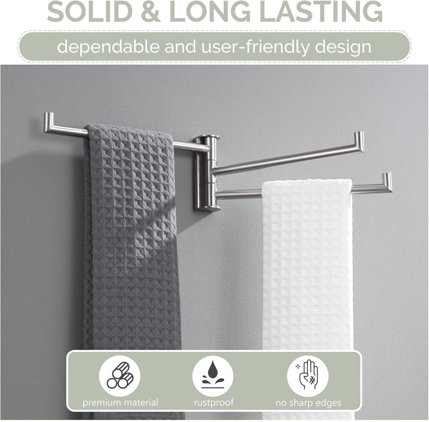 Wall Mounted 3 Swivel Arms Hand Towel Bar