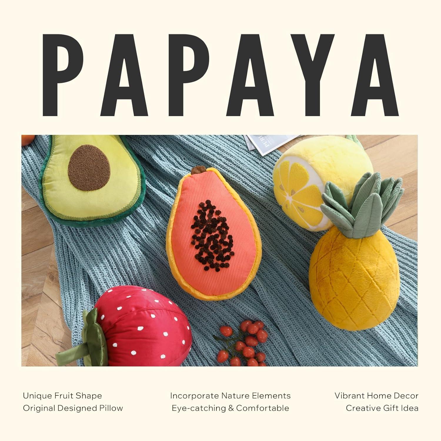 Phantoscope Fruit Shaped Pillows Series Lemon Shaped Throw Pillow, Fun Home Decor of Fruit Themed Shaped Cushions, Decorative Shaped Pillow for Couch Bed and Chair, Yellow, 10 x11.5 inches