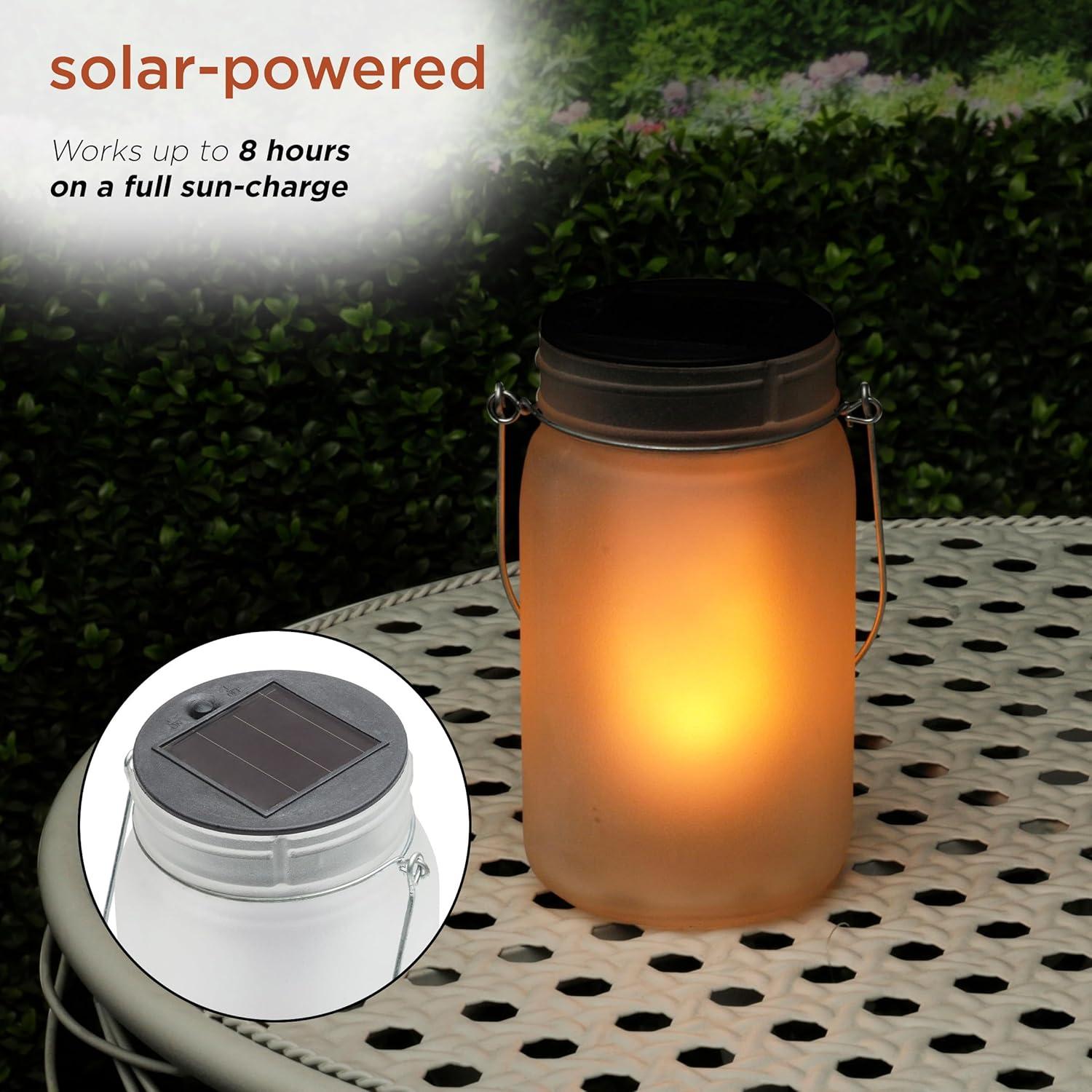 Clear Solar Powered LED Pathway Lantern Jars, Set of 2