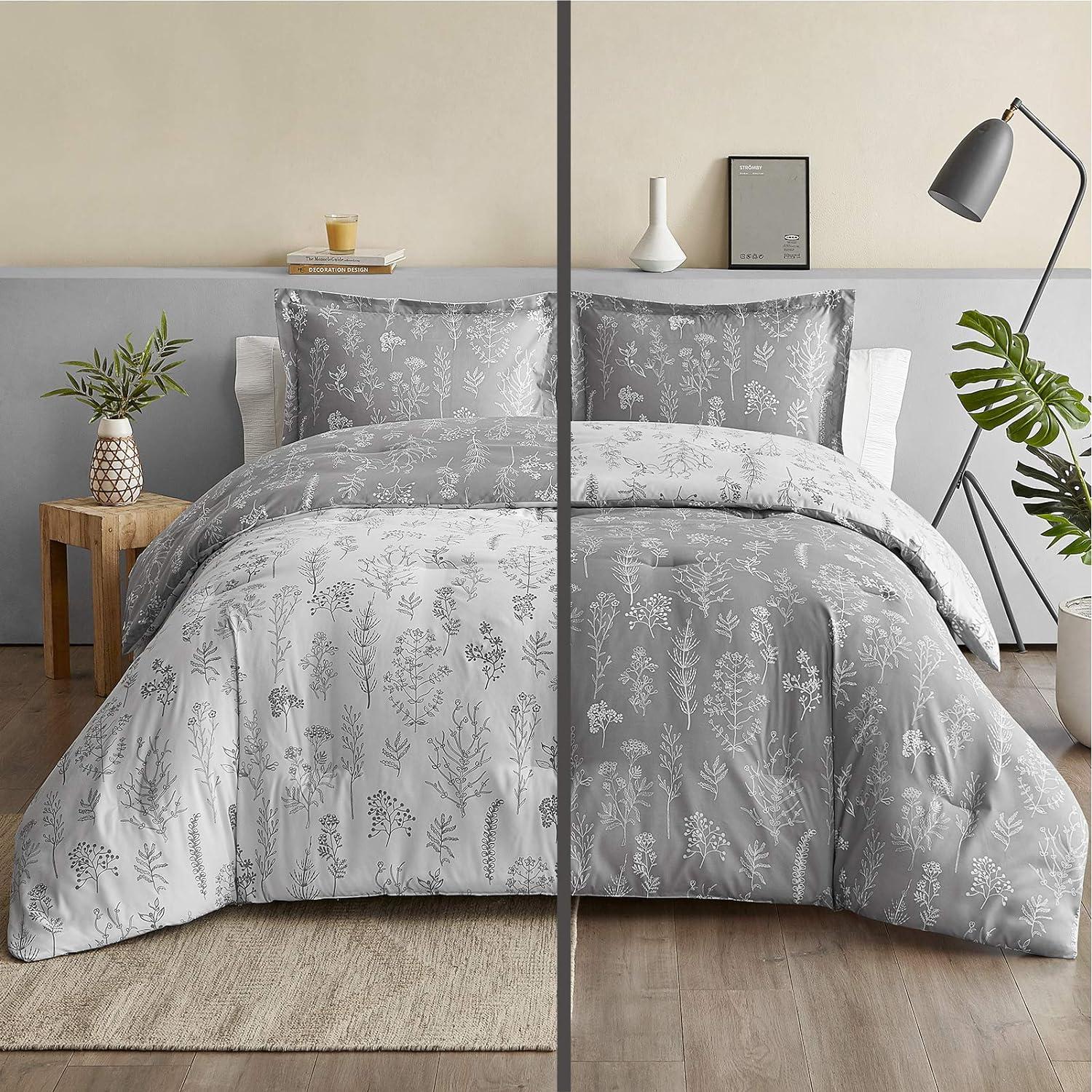 King Gray Reversible Down Alternative Microfiber Comforter Set