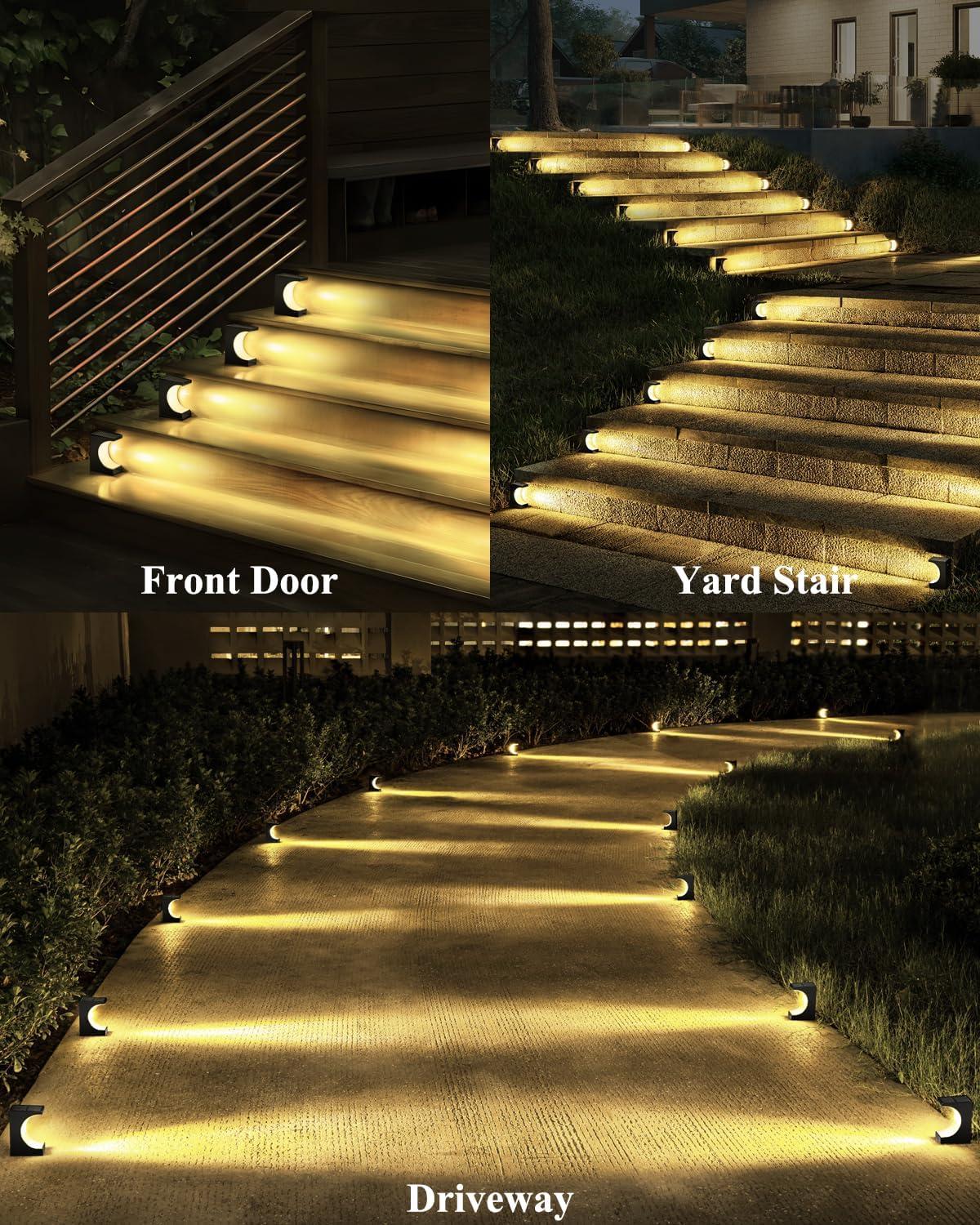 Solar Stair Lights Outdoor 8 Pack