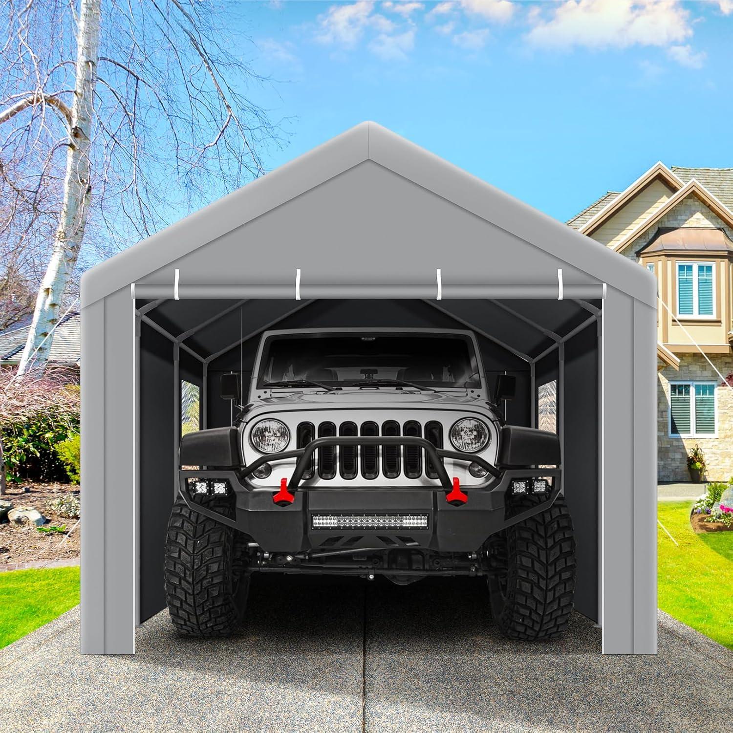 Cobizi Carport 10'x20' Heavy Duty Portable Garage, Upgraded Car Canopy