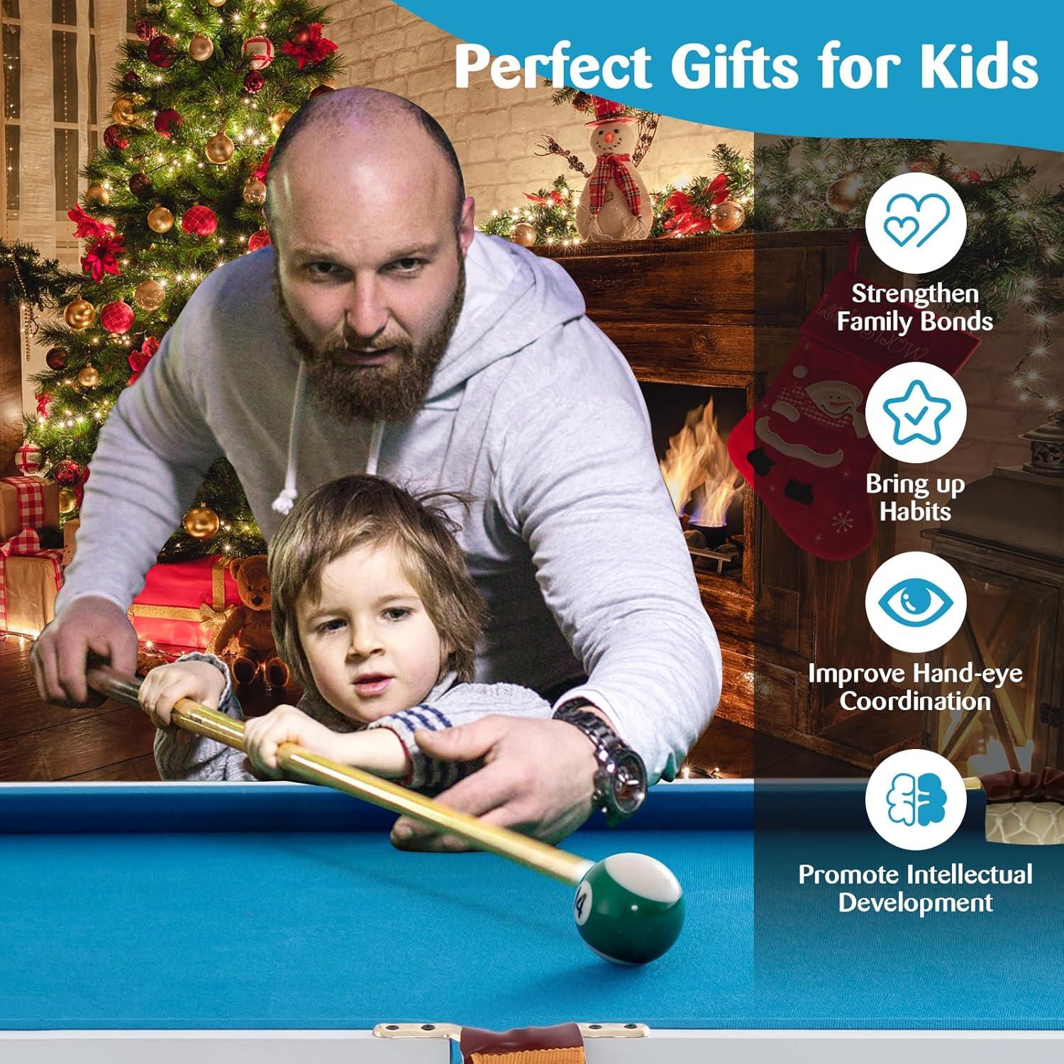 Costway 47" Folding Billiard Table Pool Game Table for Kids w/ Cues & Chalk & Brush