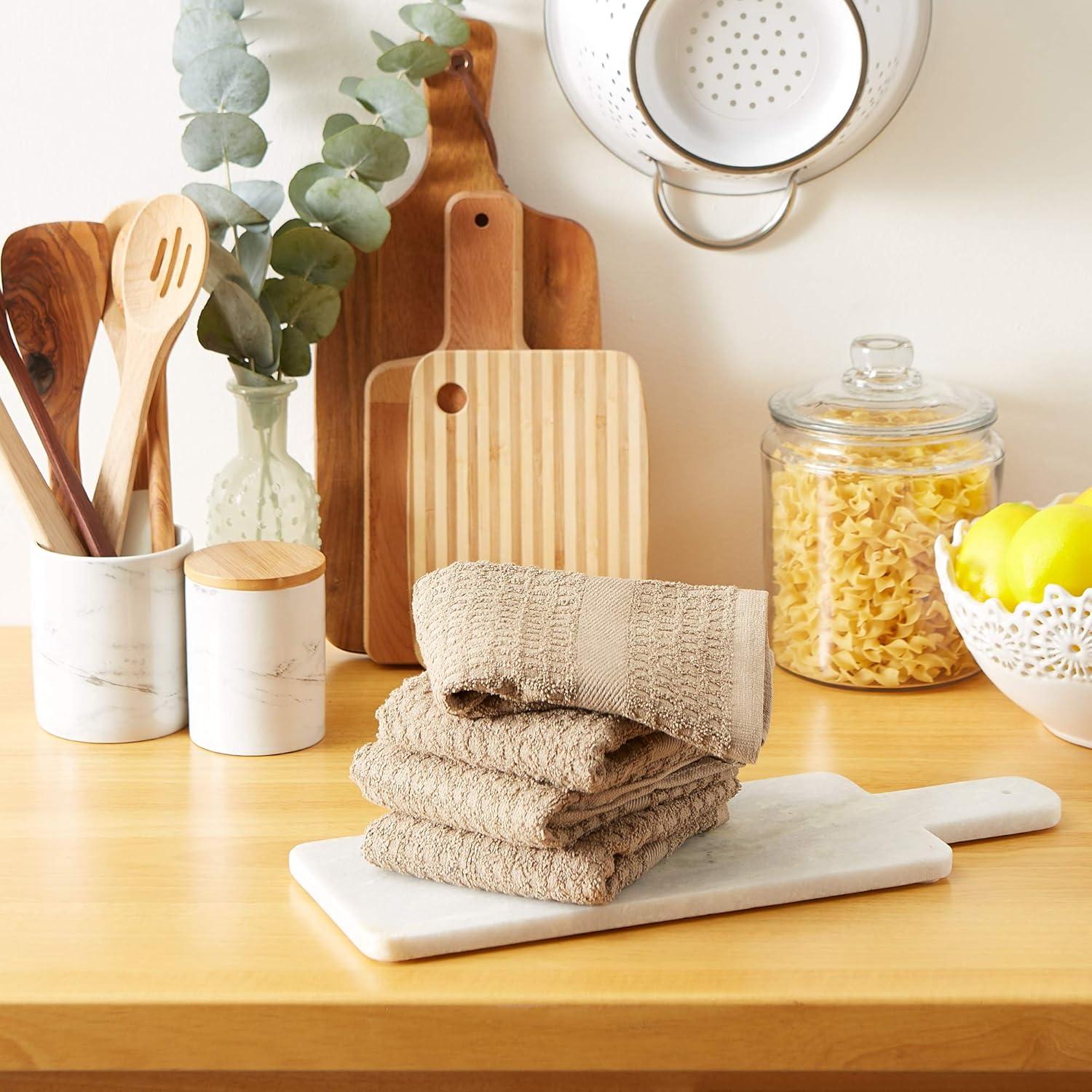 Solid Stone Waffle Terry Dishtowel (Set of 4)