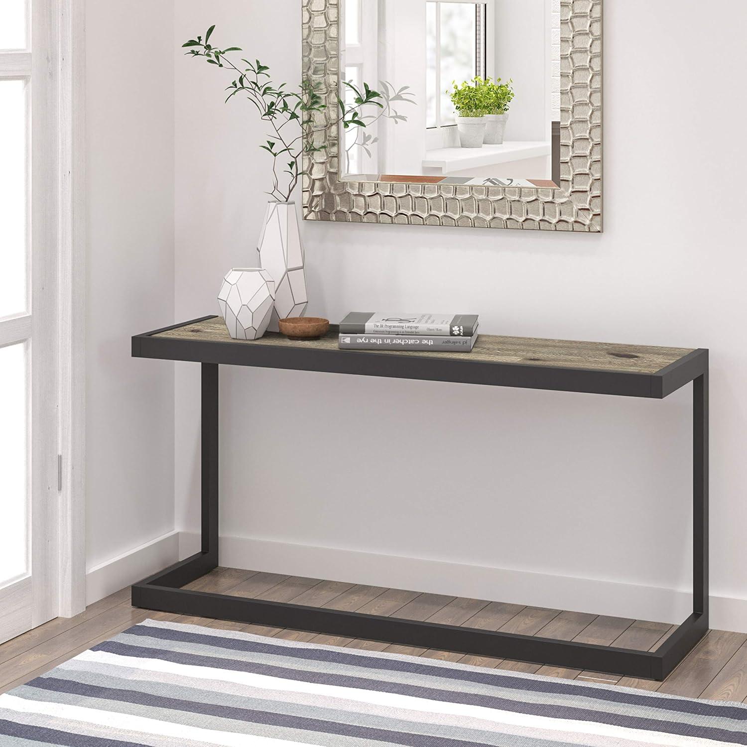 Erina 52'' Distressed Gray Acacia Wood and Metal Console Table