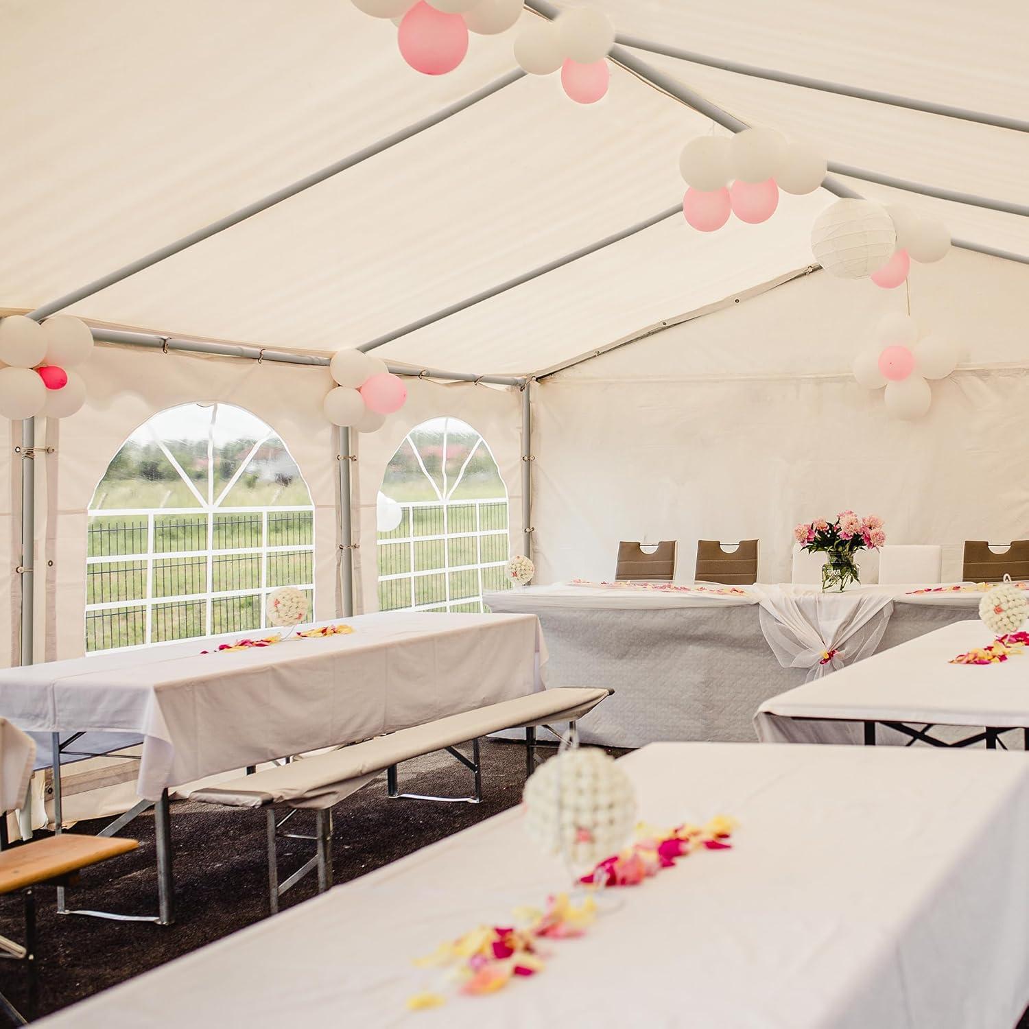 Dextrus 16x32FT Party Tent Heavy Duty PVC Wedding Event Shelters White Upgraded Galvanized Ripple Canopy with Large Roof Removable Sidewalls & 3 Storage Bags 600D Oxford Commercial