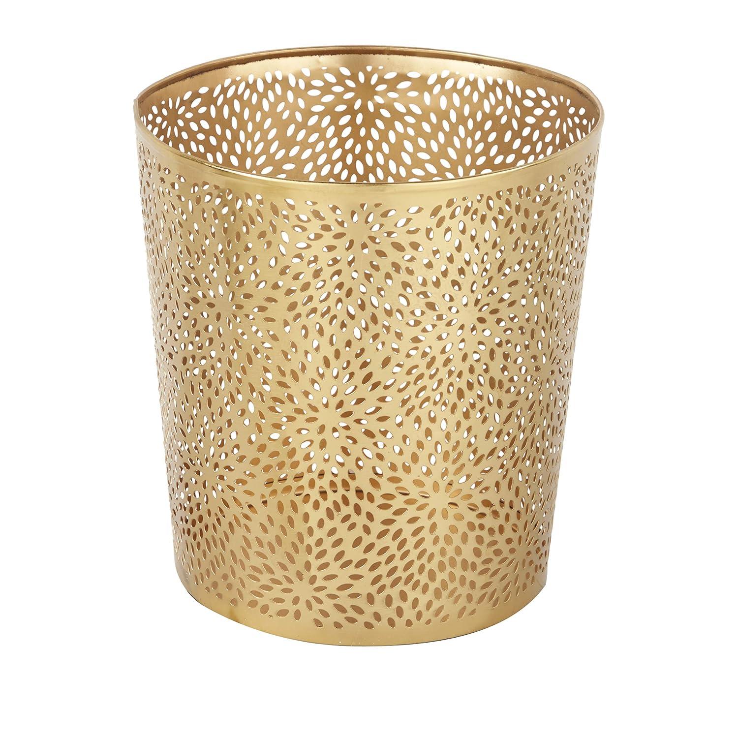 Gold Laser Cut Metal Circular Waste Bin